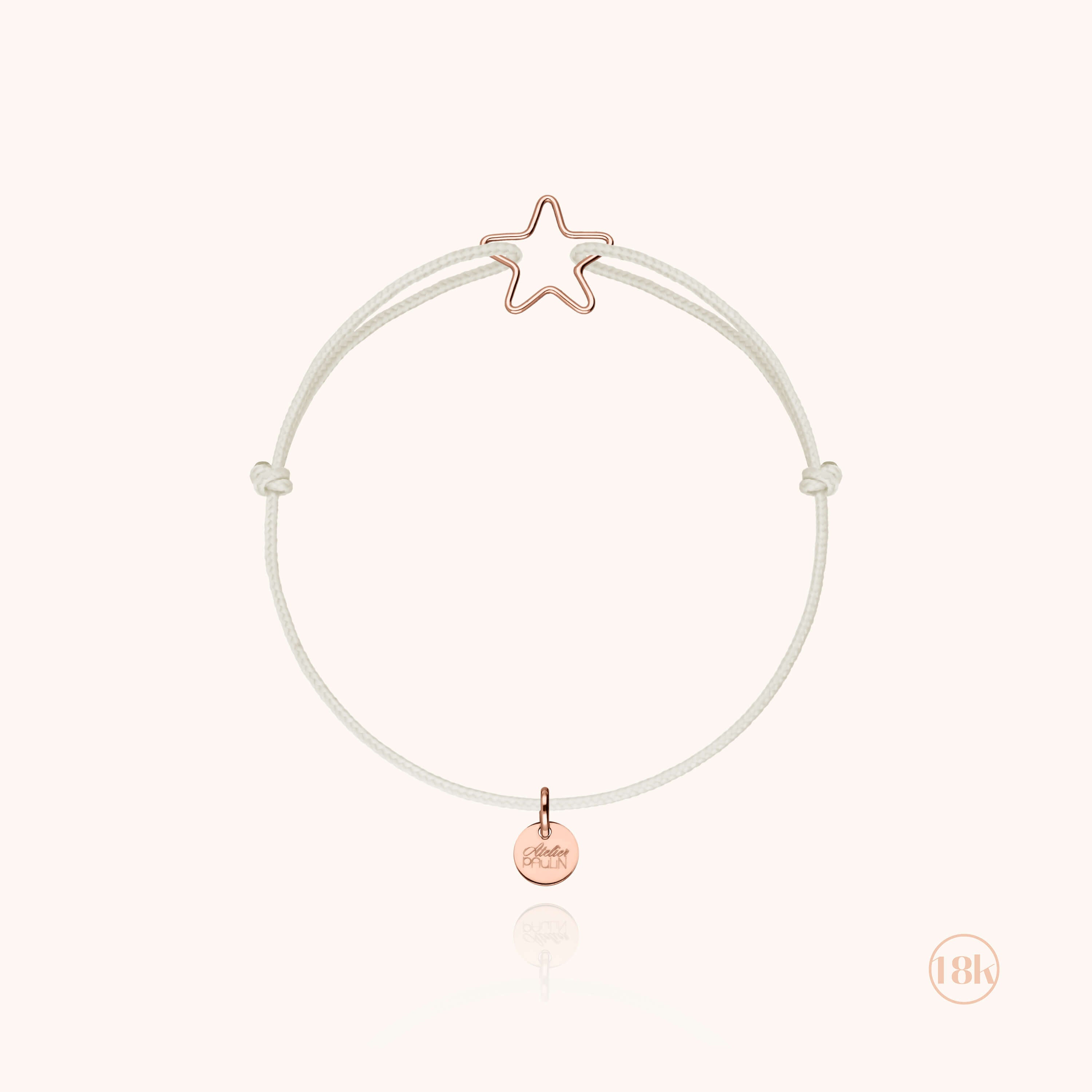 Bracelet Cordon Enfant Petite Étoile - or rose 750/1000