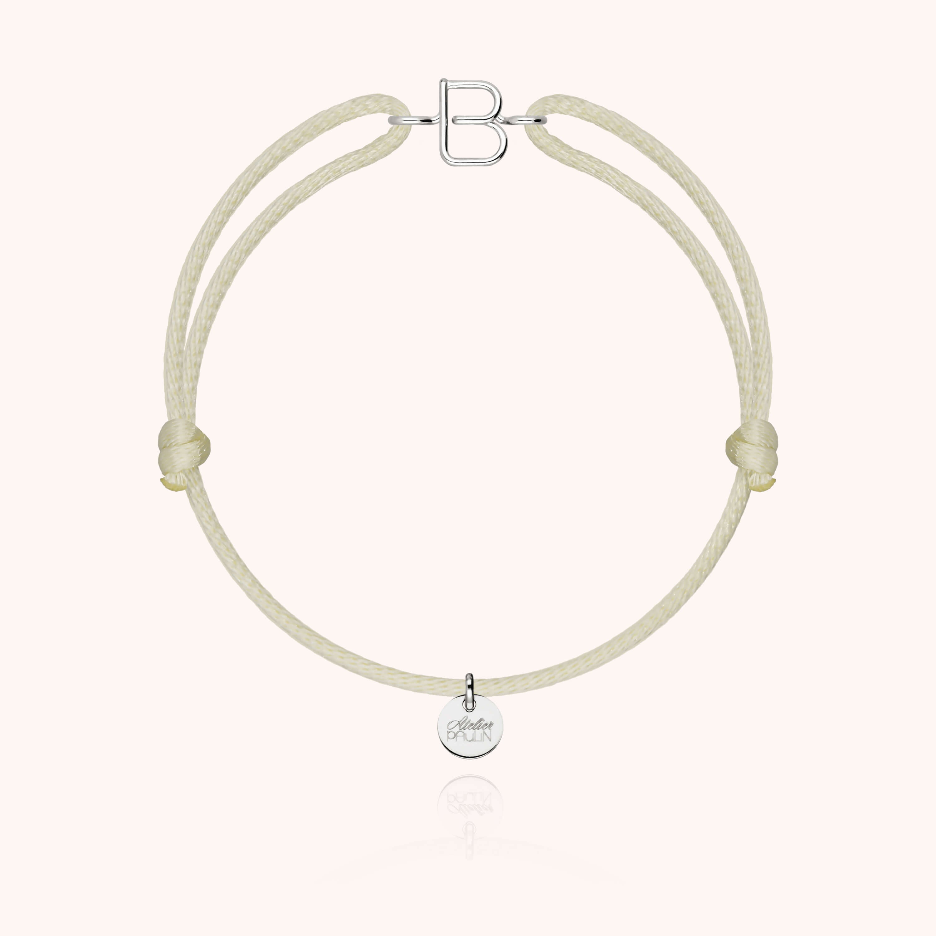 Initial Cord Bracelet - 18k white gold