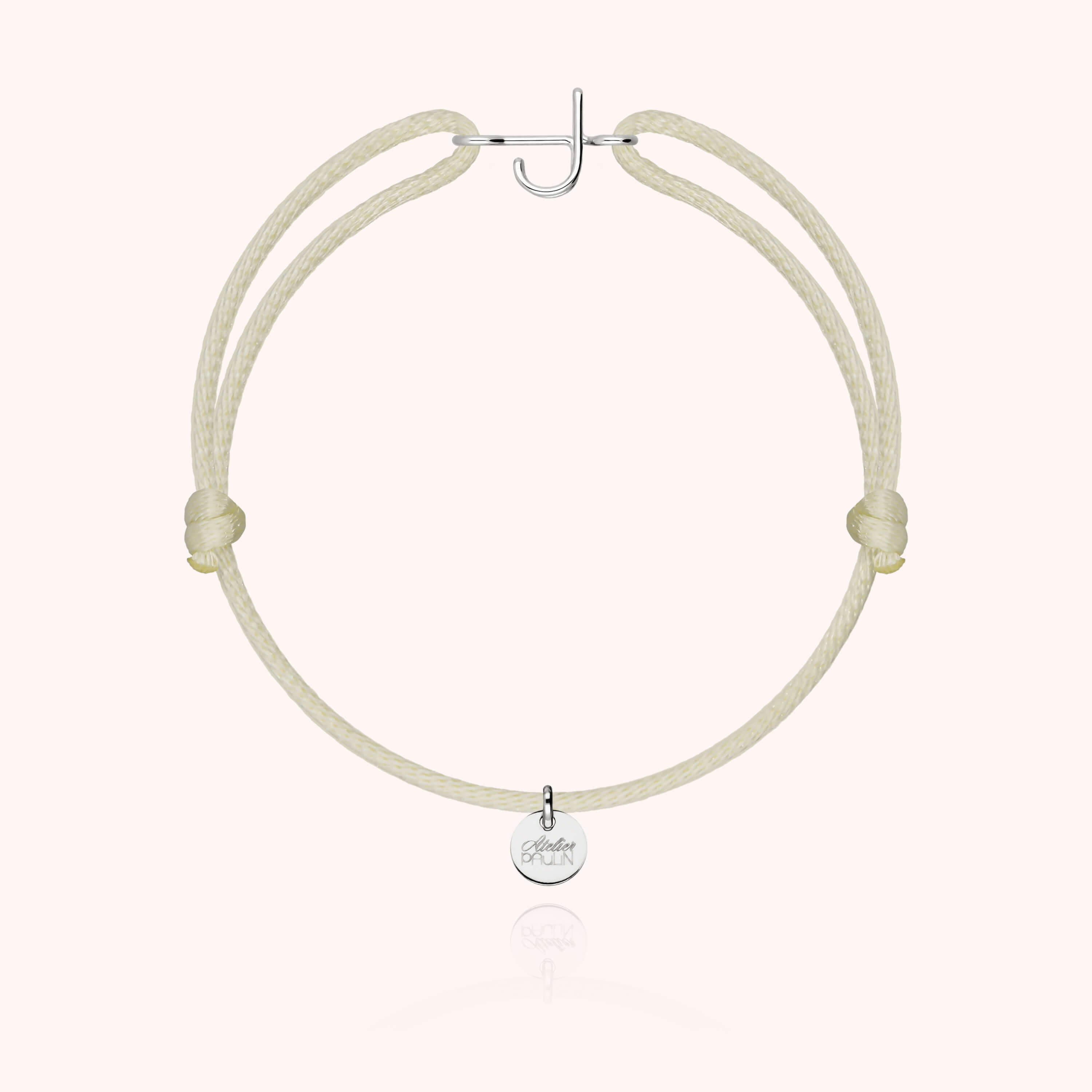 Initial Cord Bracelet - 18k white gold