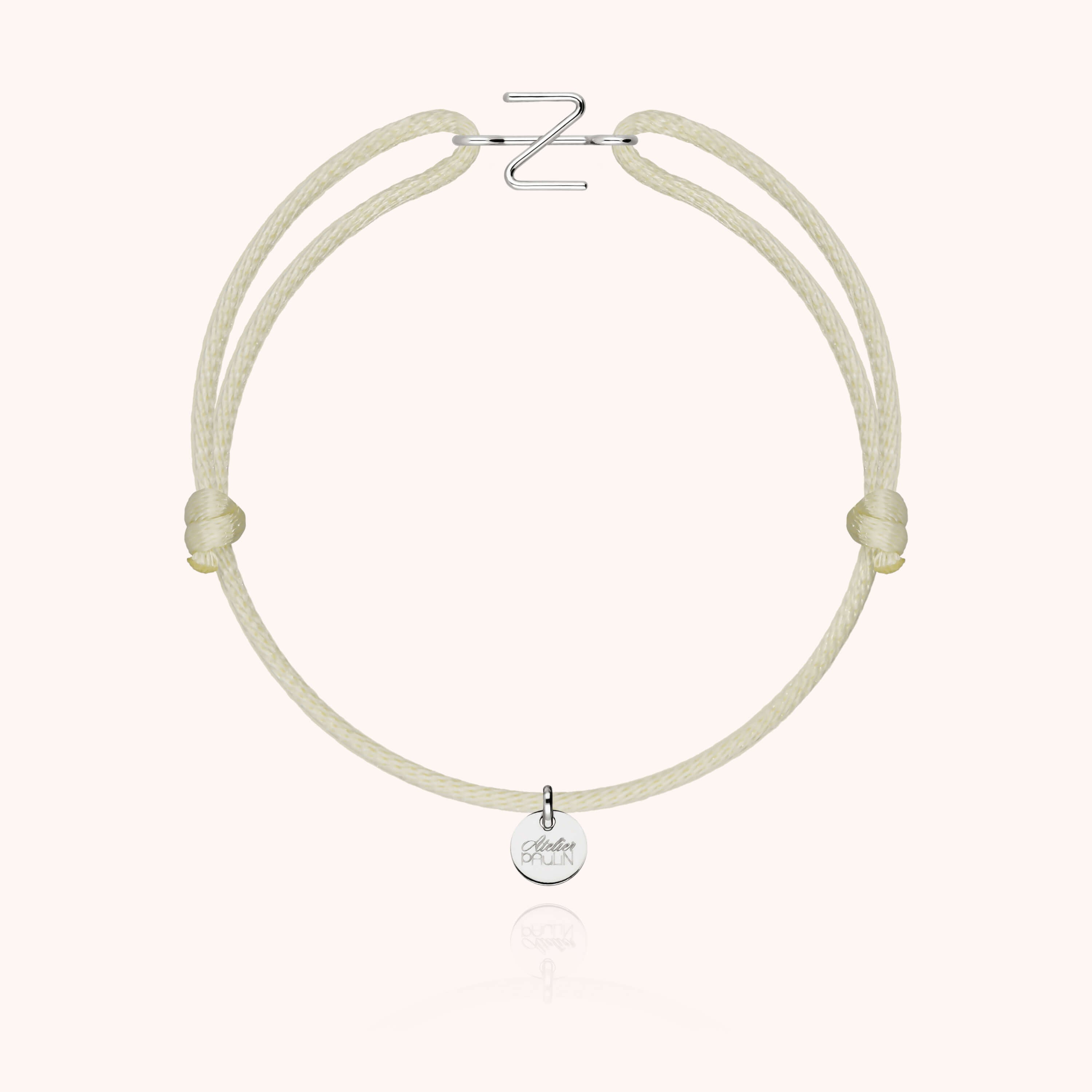 Initial Cord Bracelet - 18k white gold
