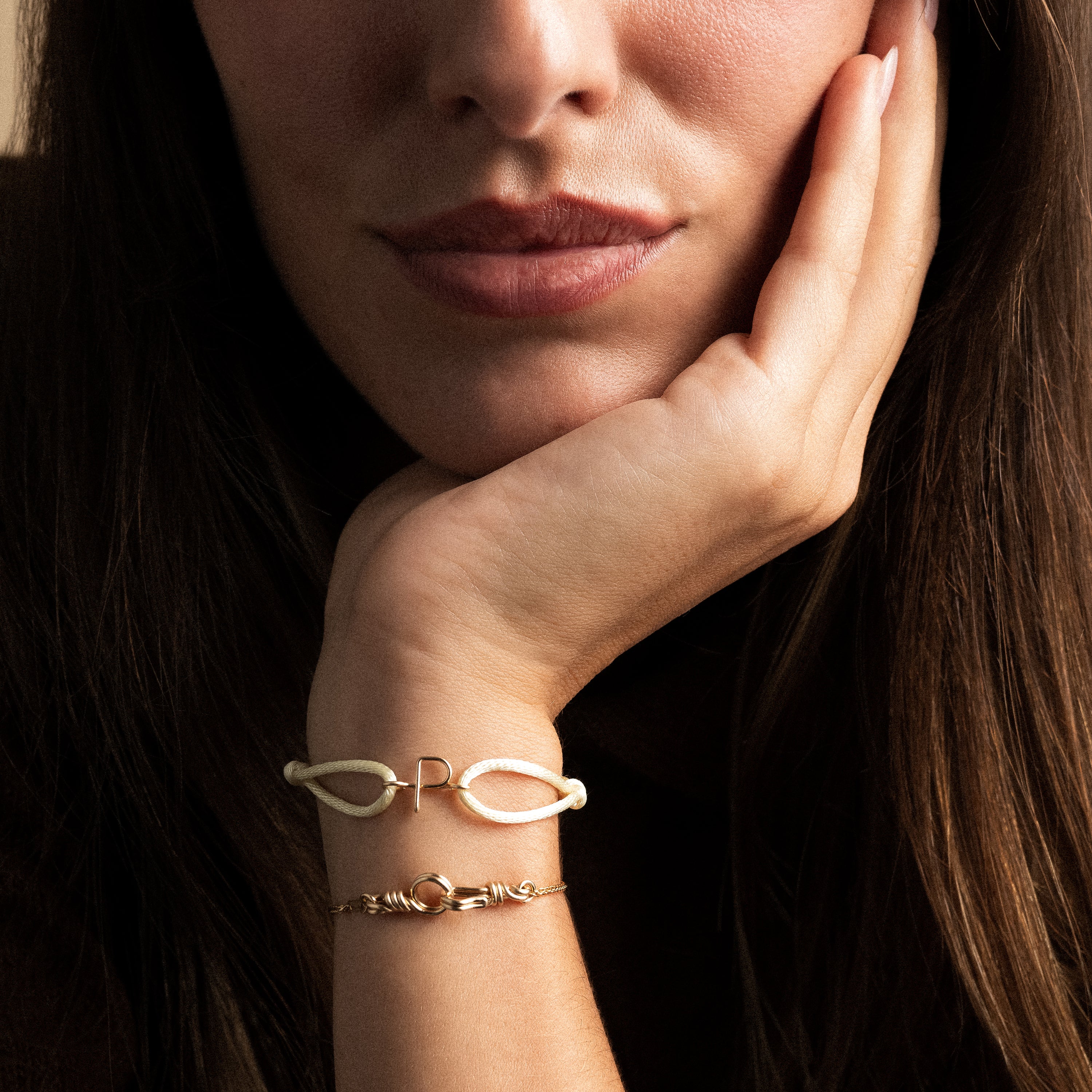 Initial Cord Bracelet - 18k yellow gold