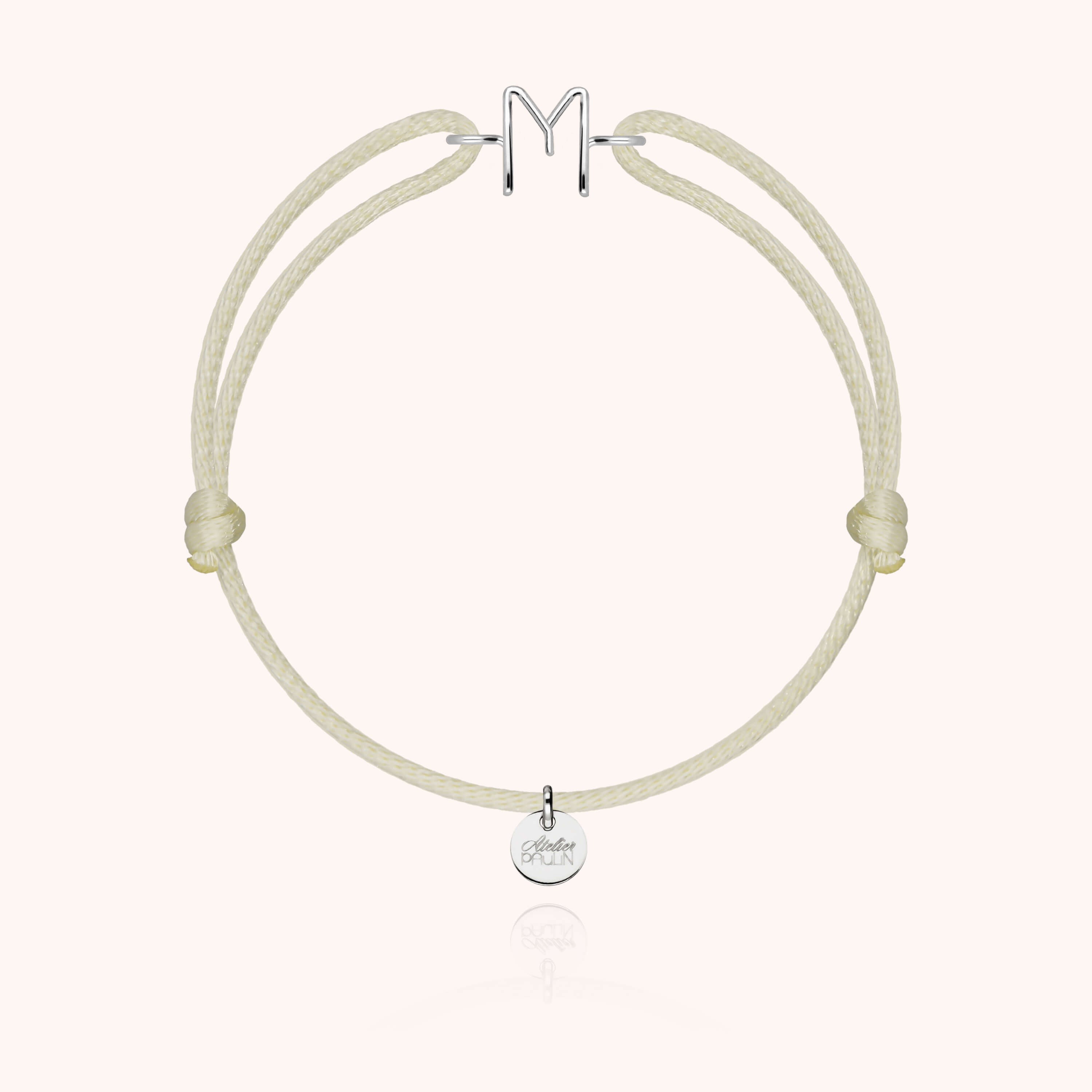 Initial Cord Bracelet - 18k white gold