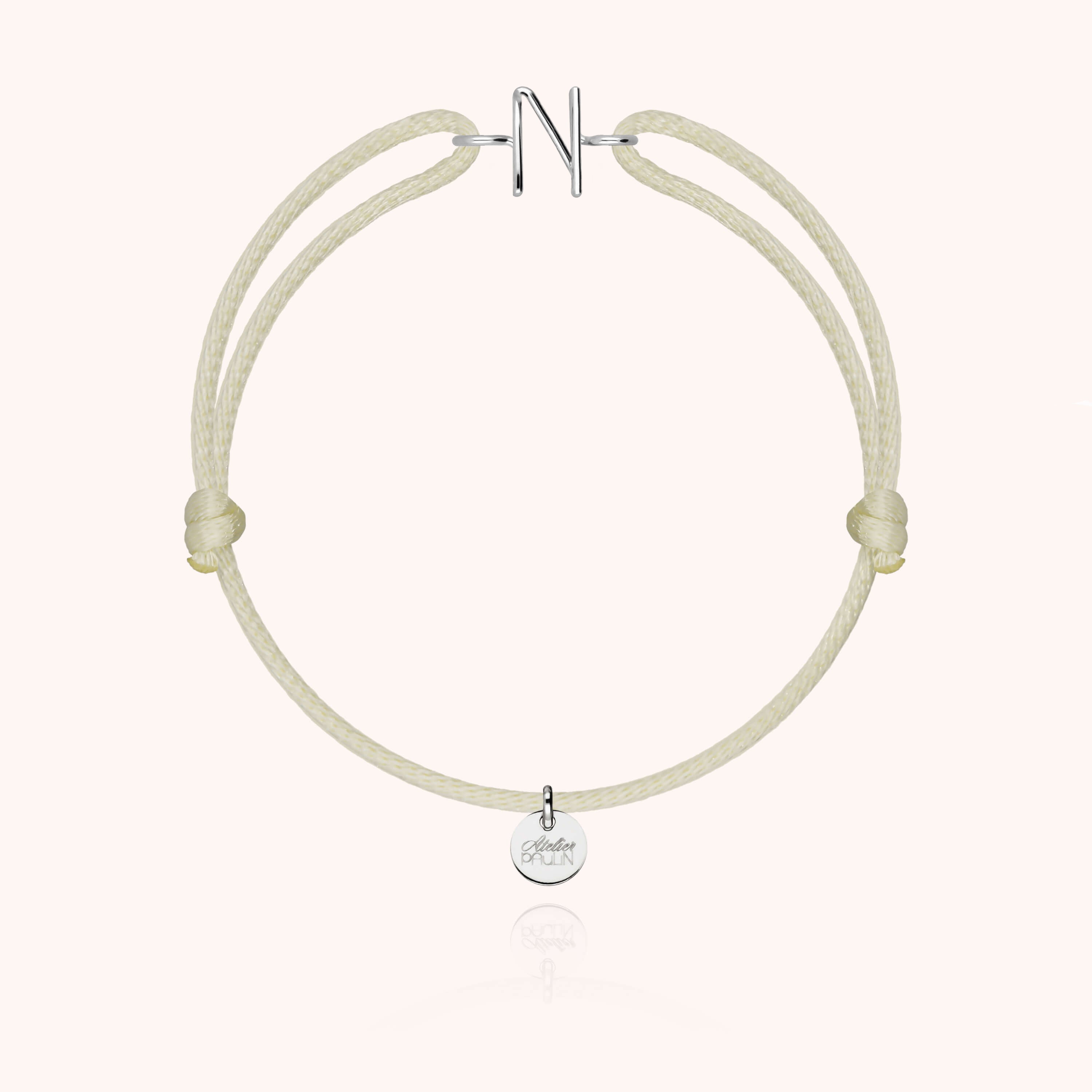 Initial Cord Bracelet - 18k white gold