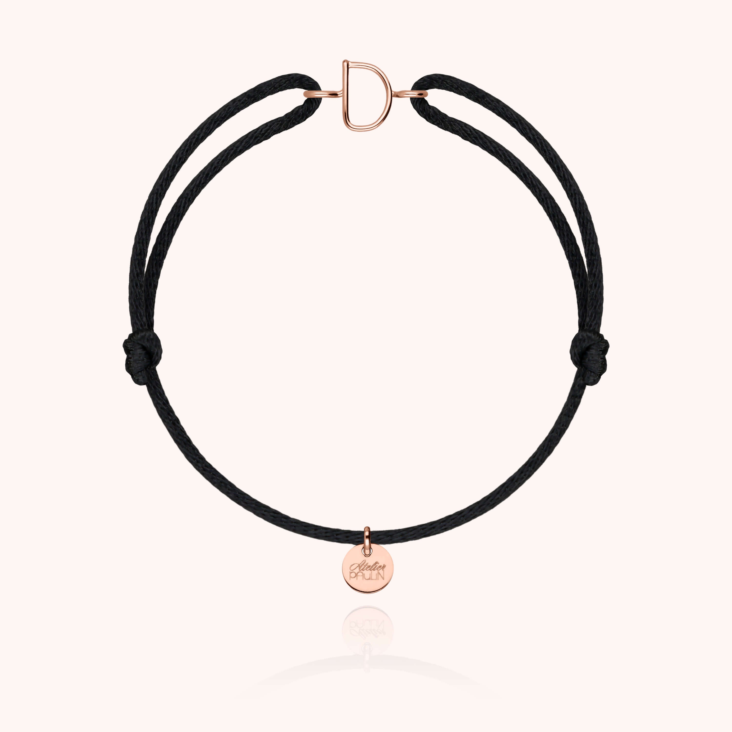 Bracelet Cordon Initiale - or rose 750/1000