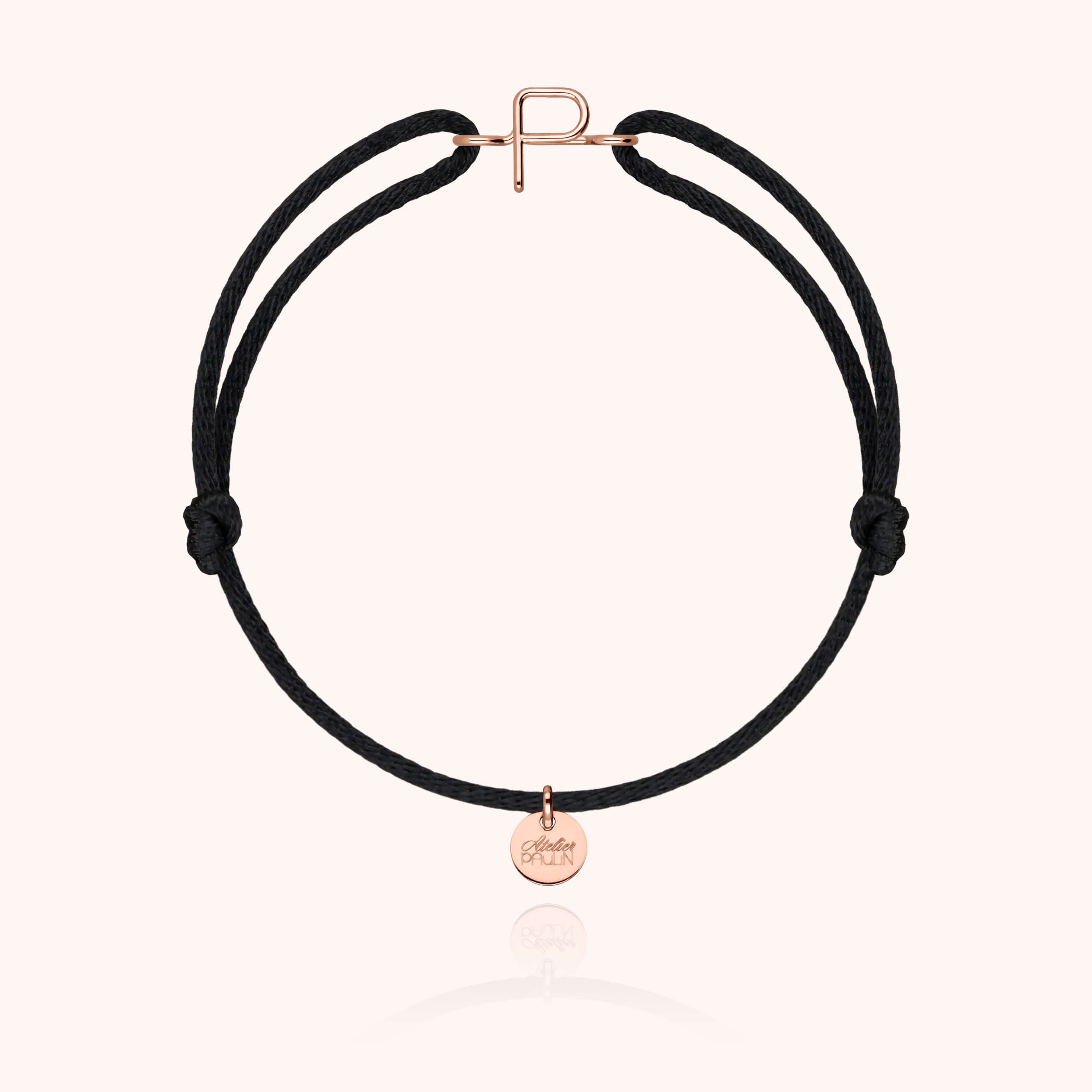 Bracelet Cordon Initiale - or rose 750/1000