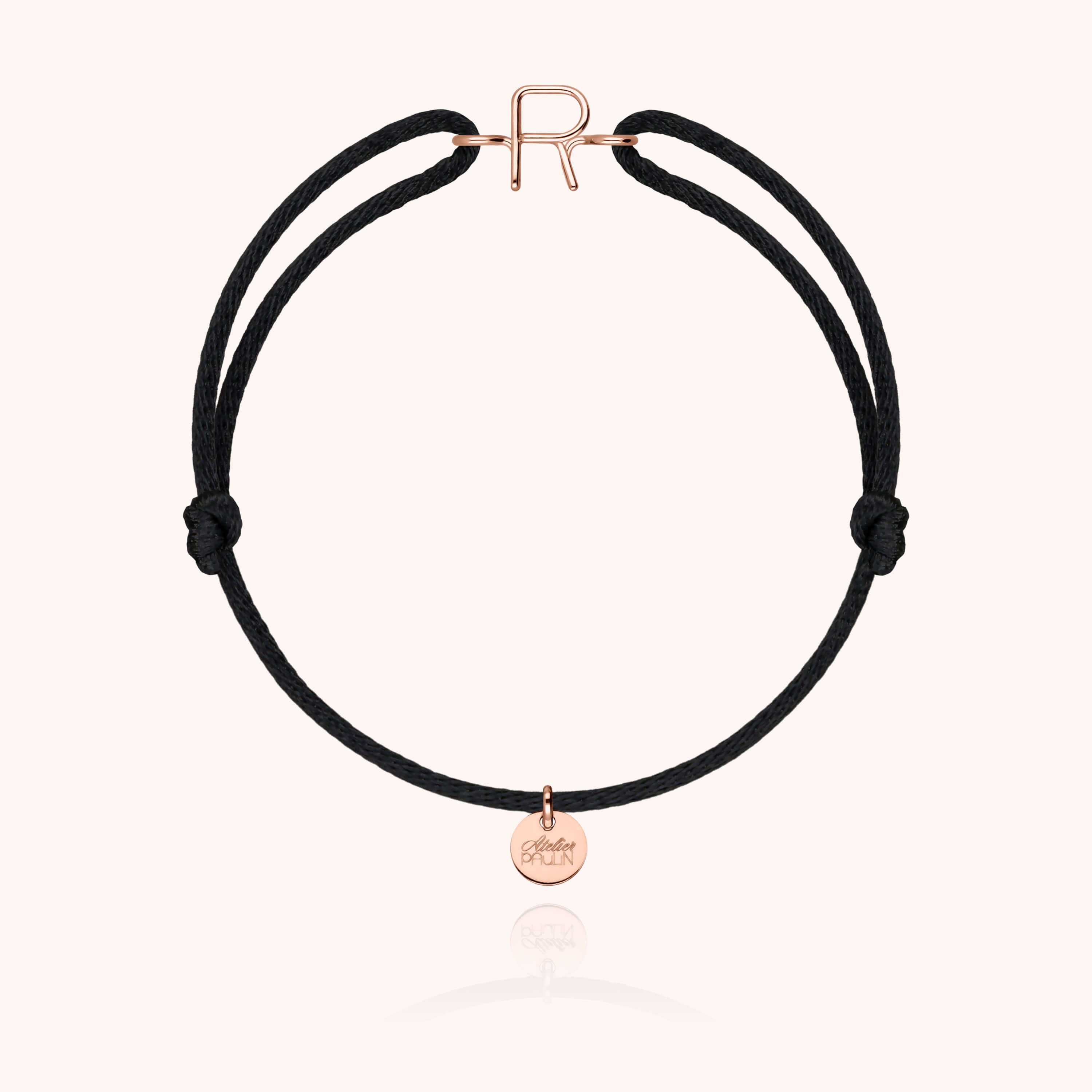 Bracelet Cordon Initiale - or rose 750/1000