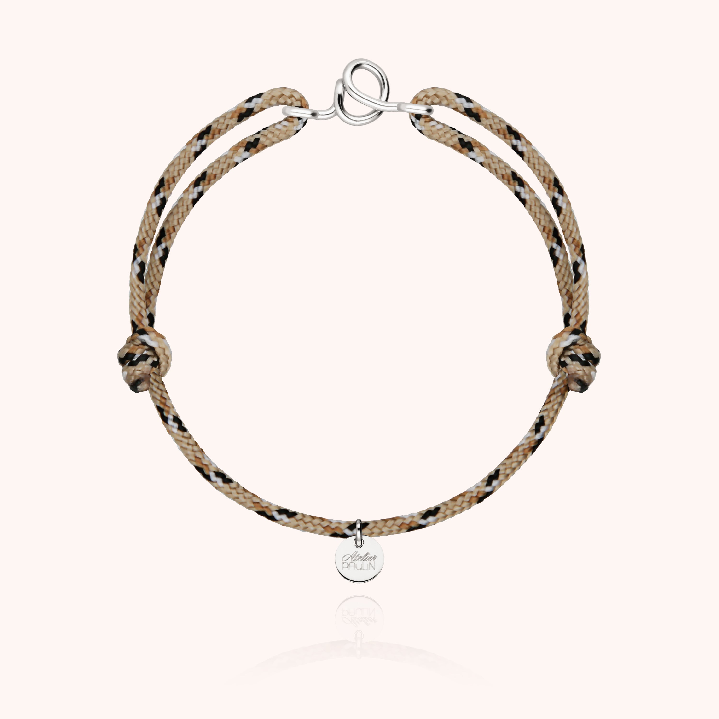 Bracelet Cordon Knot Initiale Homme - argent