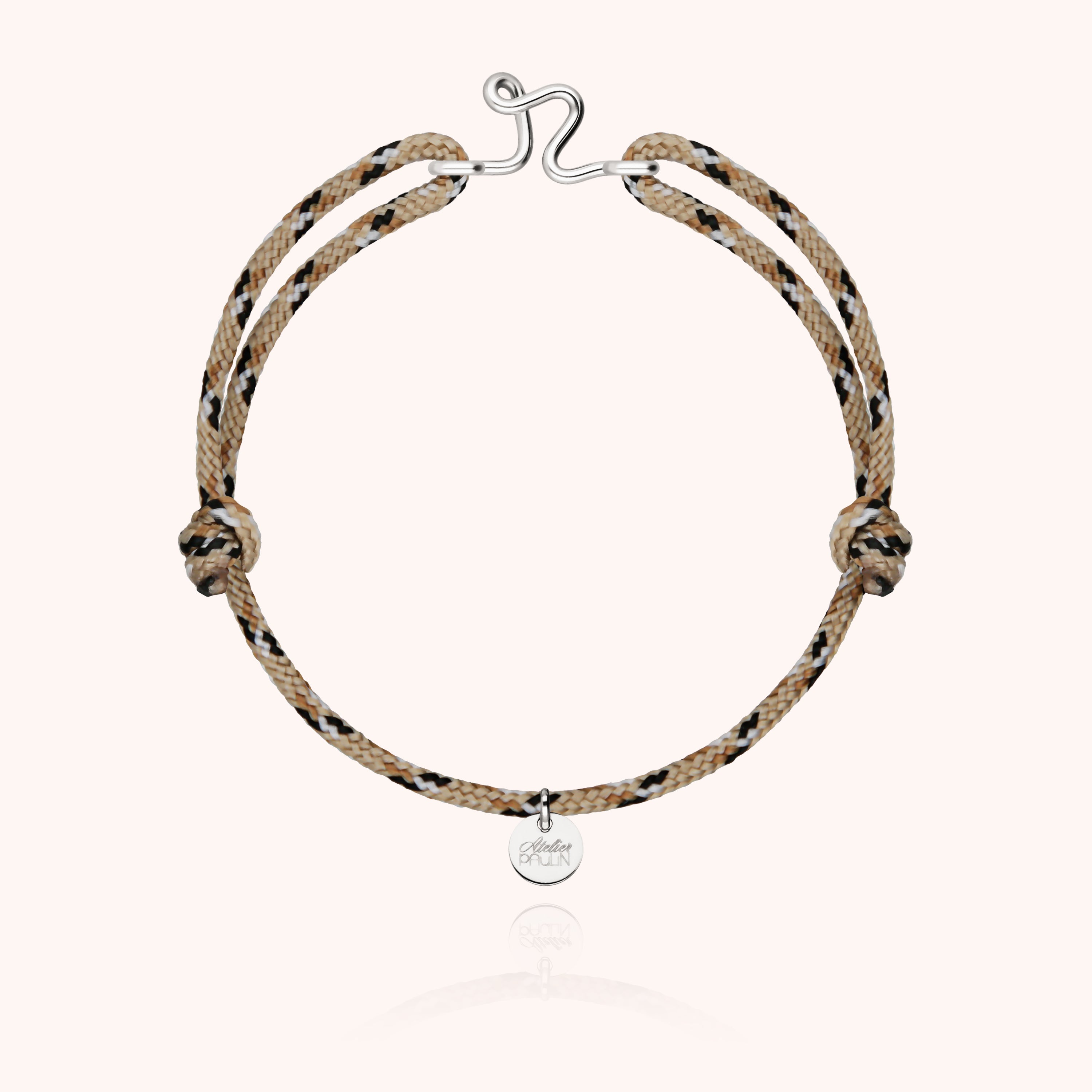 Bracelet Cordon Knot Initiale Homme - argent