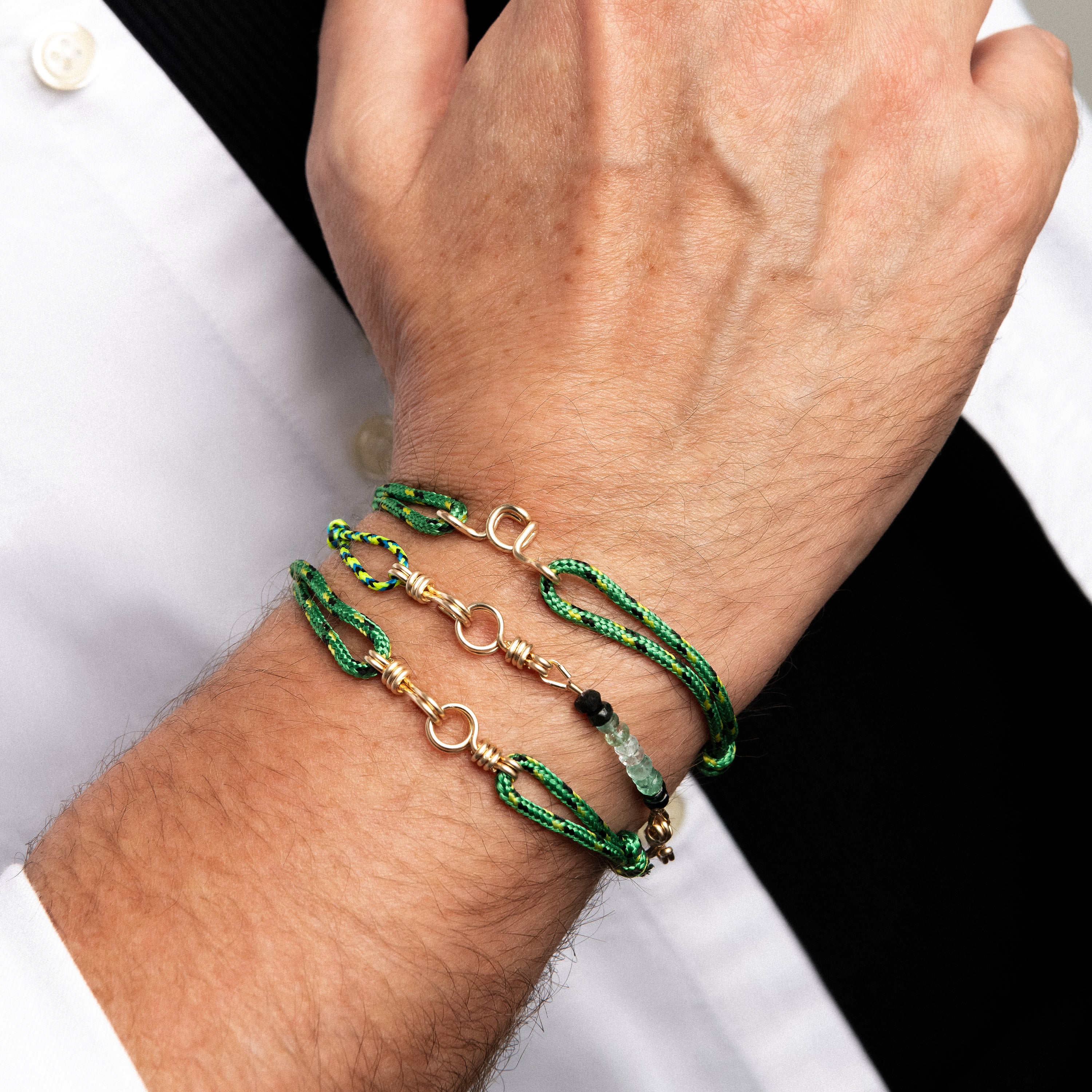 Bracelet Cordon Knot Initiale Homme - or jaune laminé