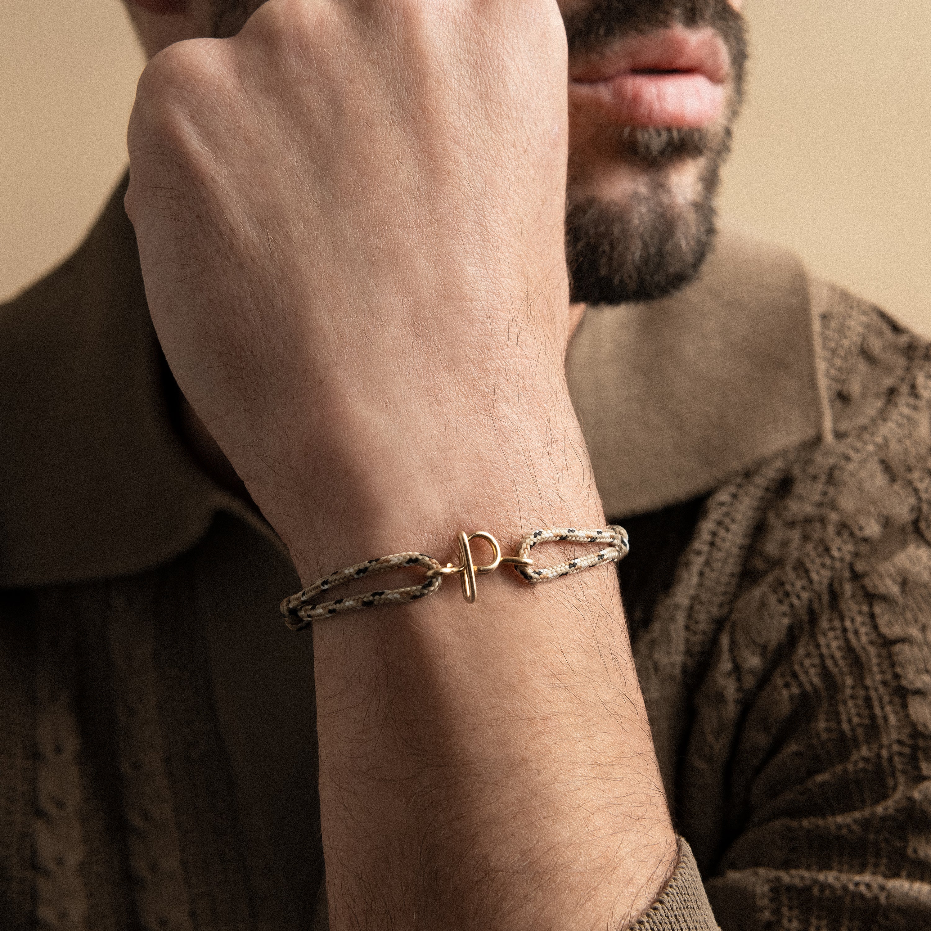 Men’s Initial Knot Cord Bracelet - 14k yellow gold filled