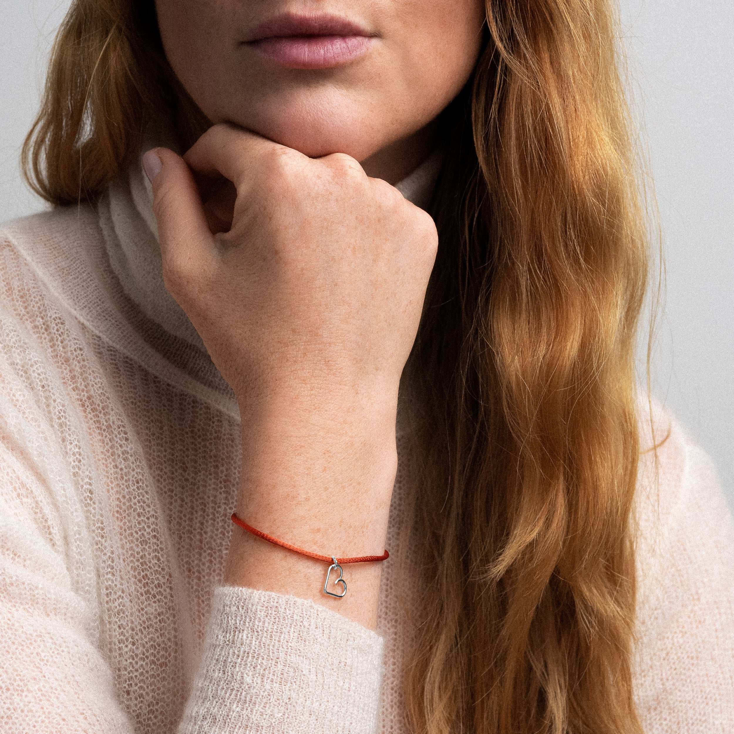 Cord Bracelet Lucky Charms Heart - White 18k gold