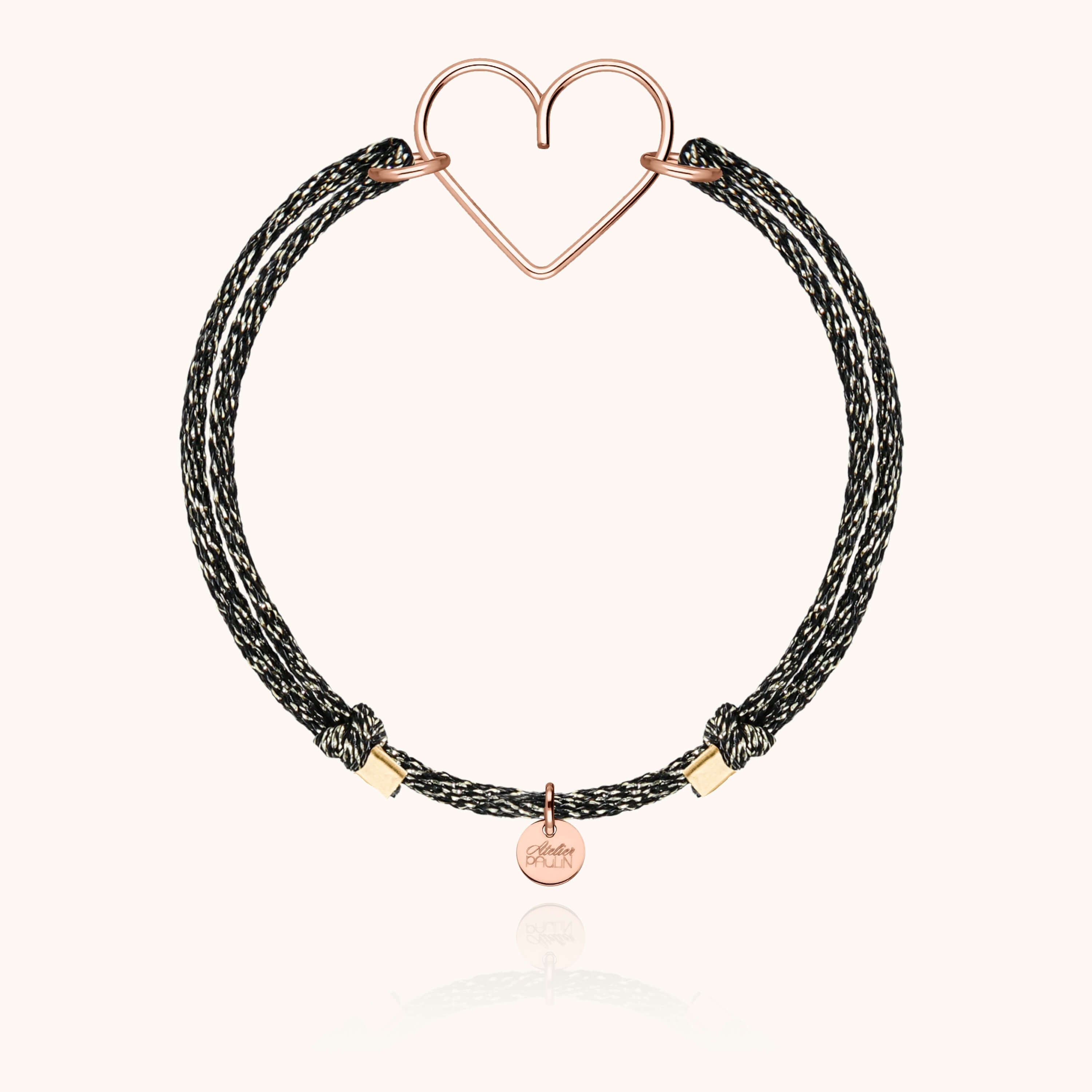 Lurex Cord Heart Bracelet - laminated rose gold