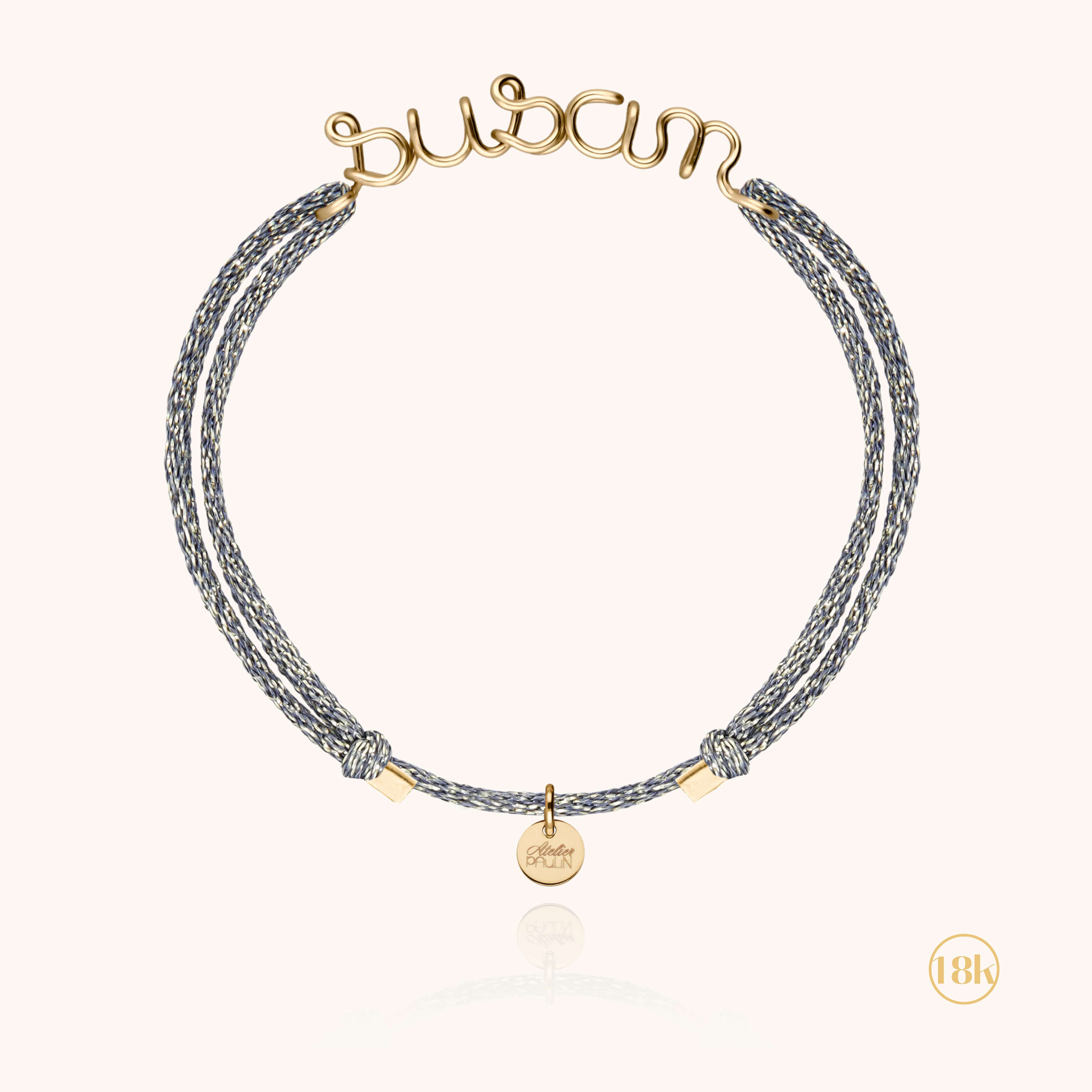 Bracelet Cordon Lurex Personnalisé en or jaune 18K — bijou fait main Atelier Paulin