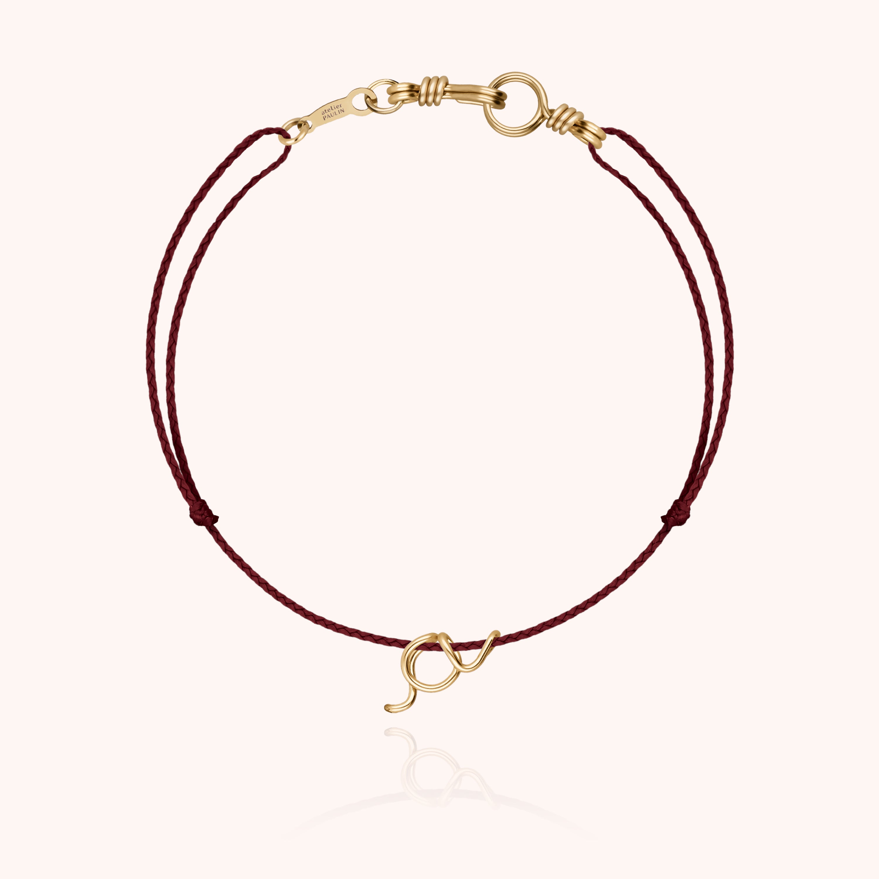 Attache moi Initiale Cord Bracelet - 18k yellow gold 