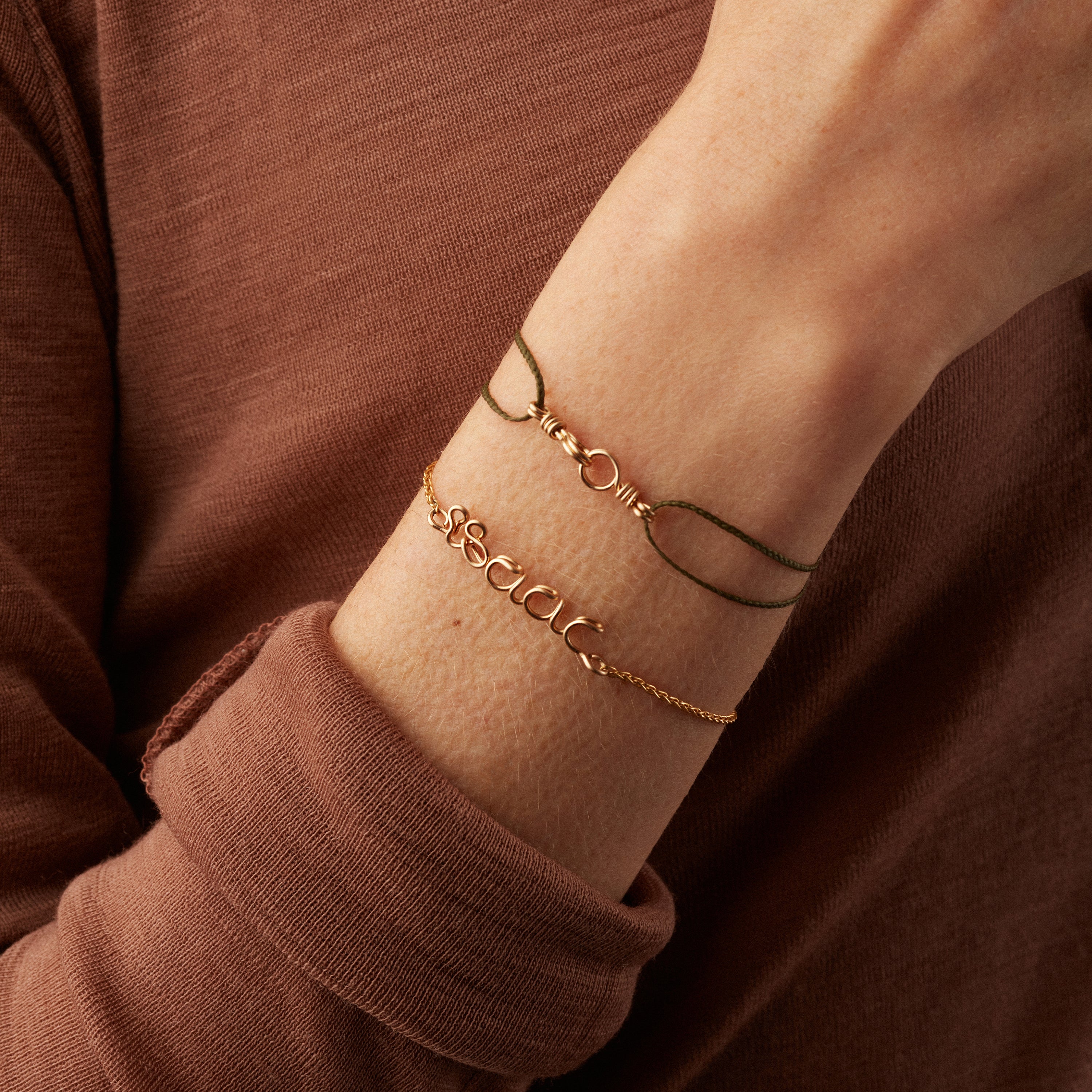 Bracelet Cordon Mini Attache moi - or jaune 750/1000