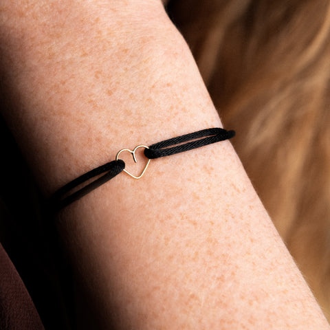 alternate image of Mini Heart Cord Bracelet - 14k yellow gold filled