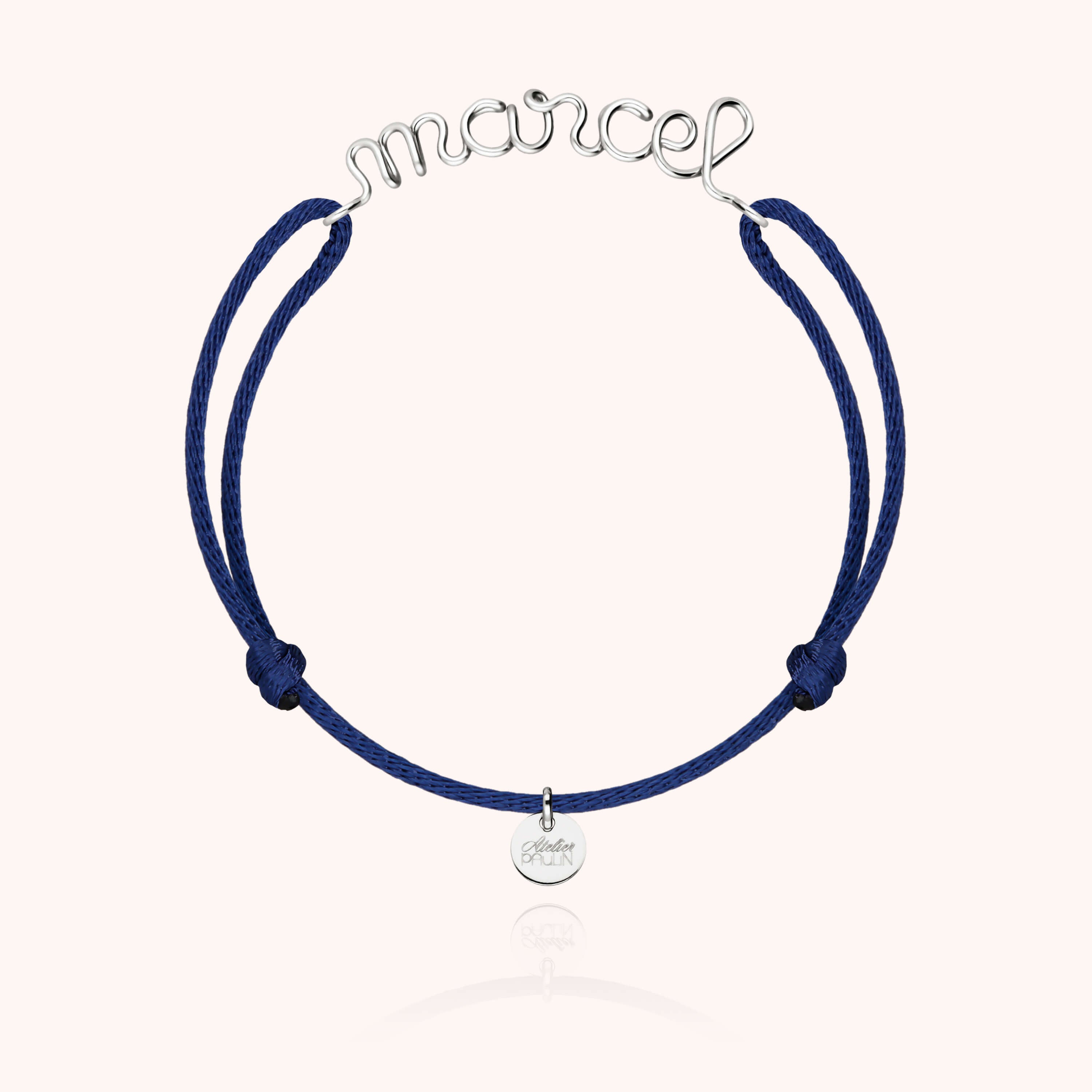 Bracelet Cordon Original Personnalisé en or blanc 18K — fabriqué à la main à Paris