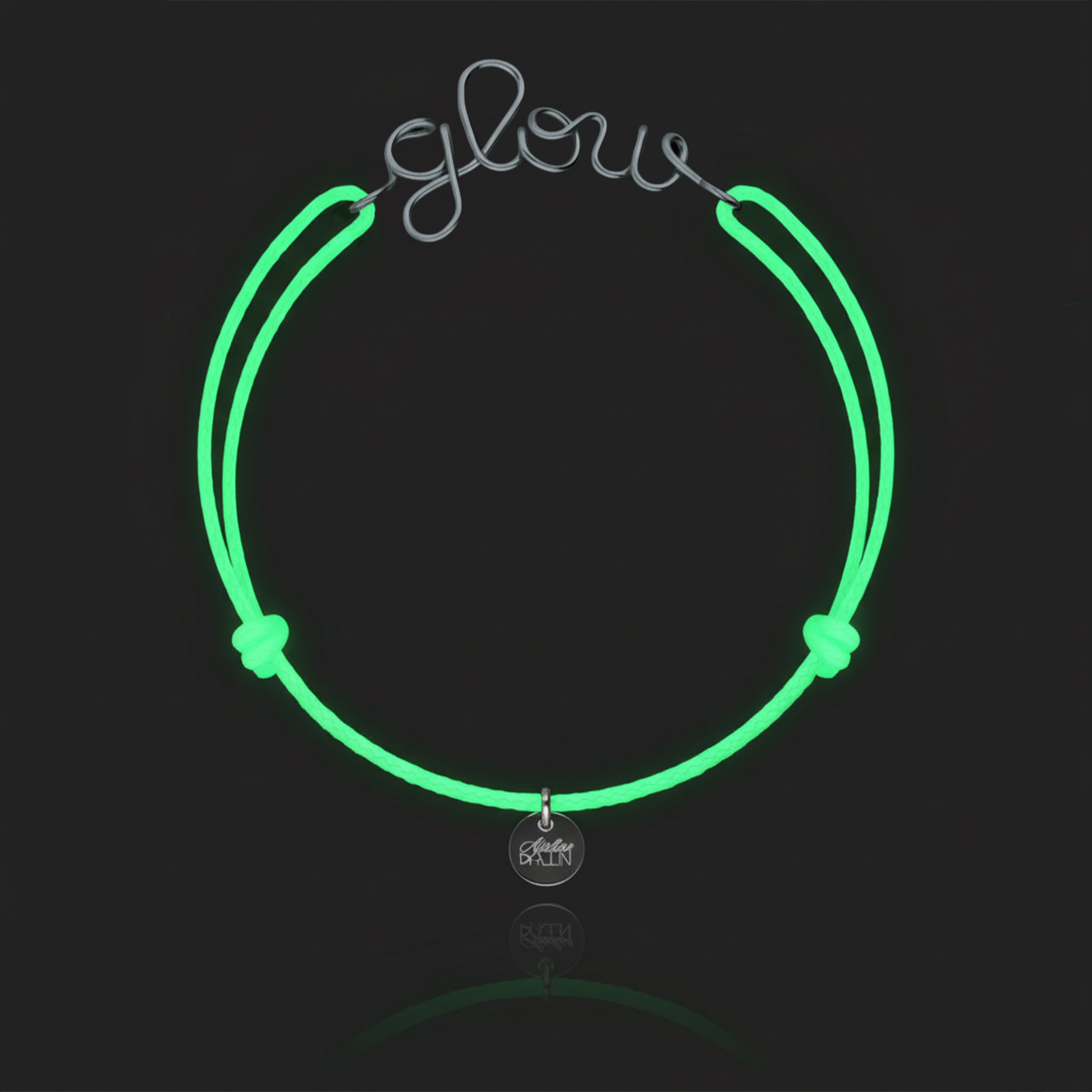 Bracelet Cordon Phosphorescent Personnalisé - argent