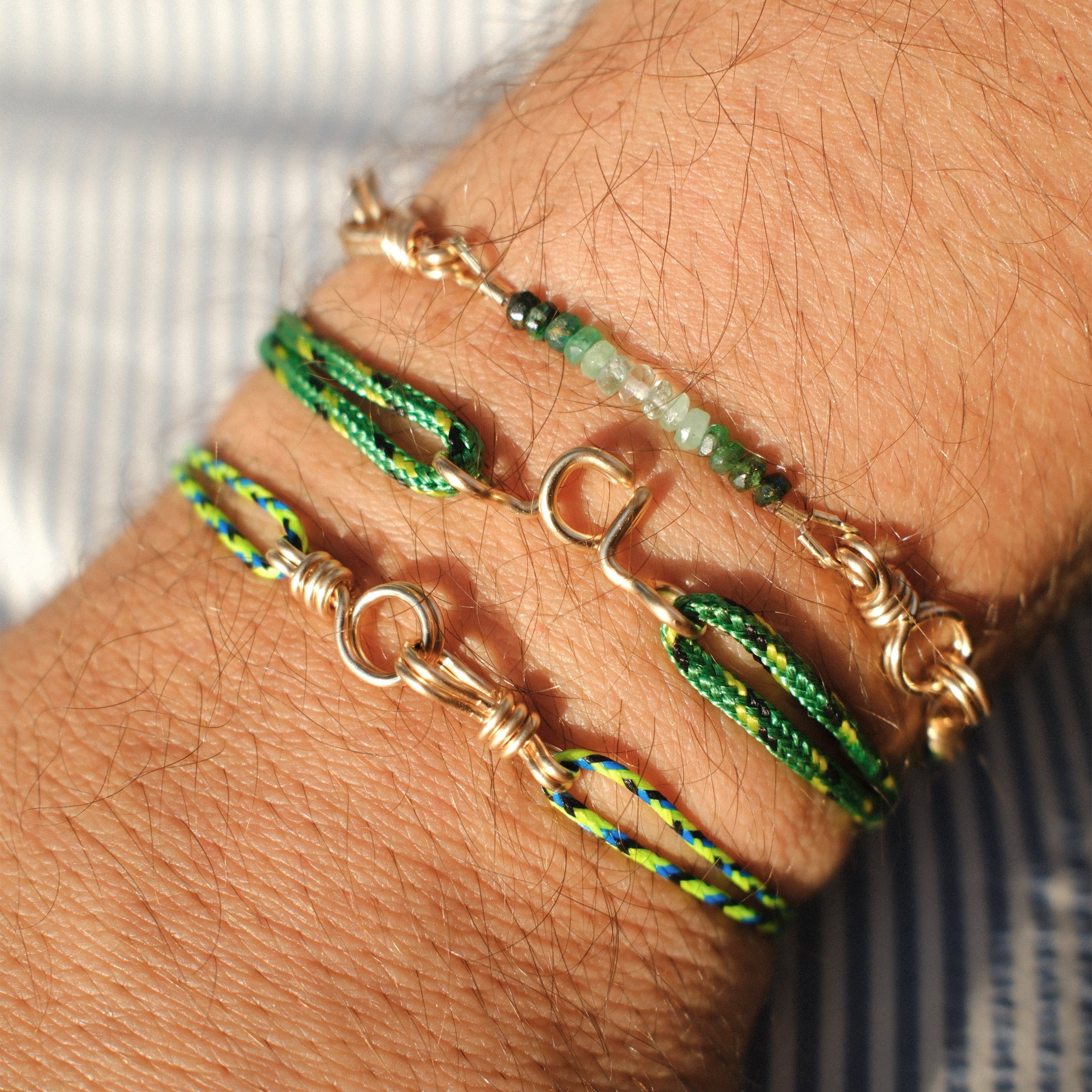 Bracelet Cordon Slim Knot Attache moi - émeraude