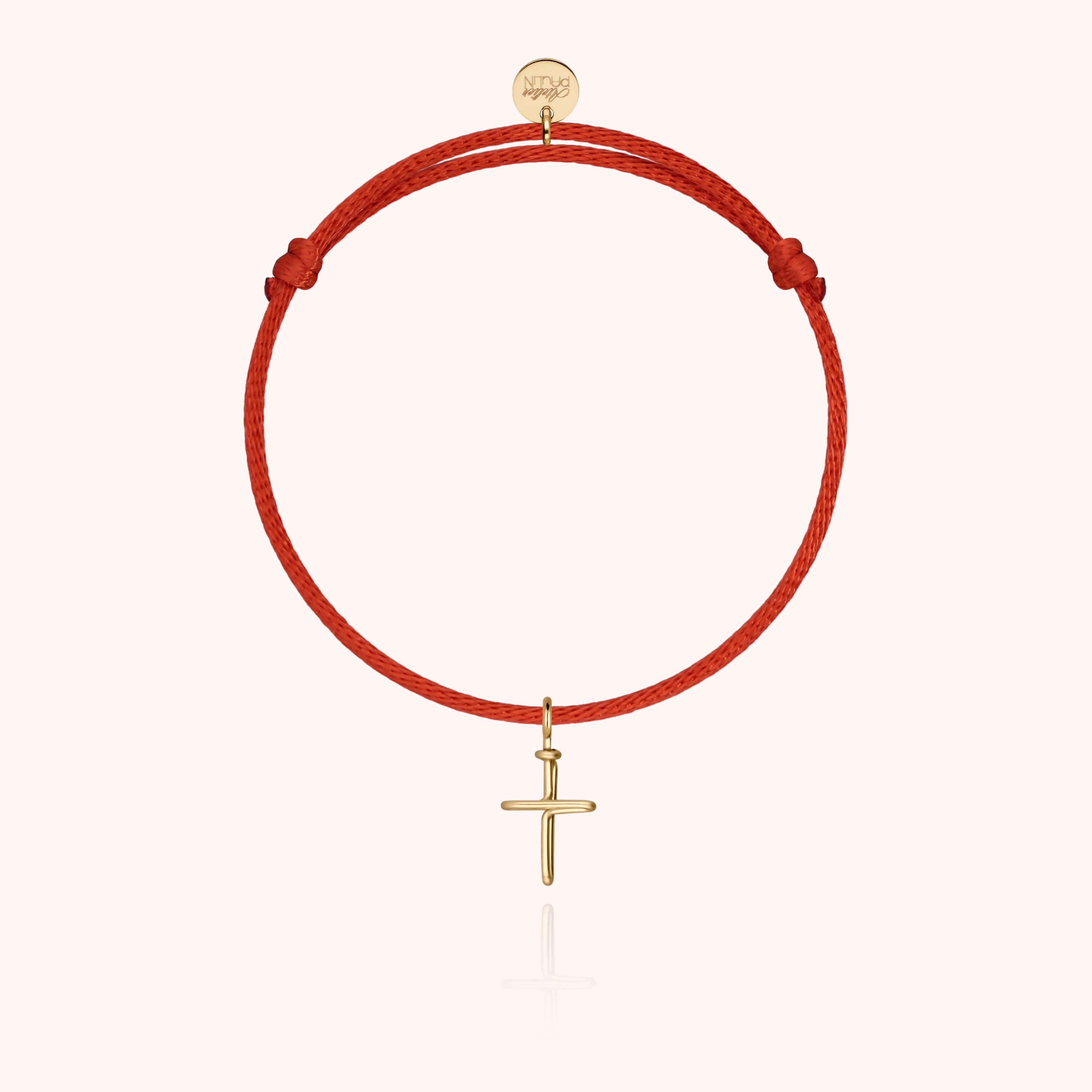 Bracelet Cordon Charms Symbolic Croix - or jaune 750/1000