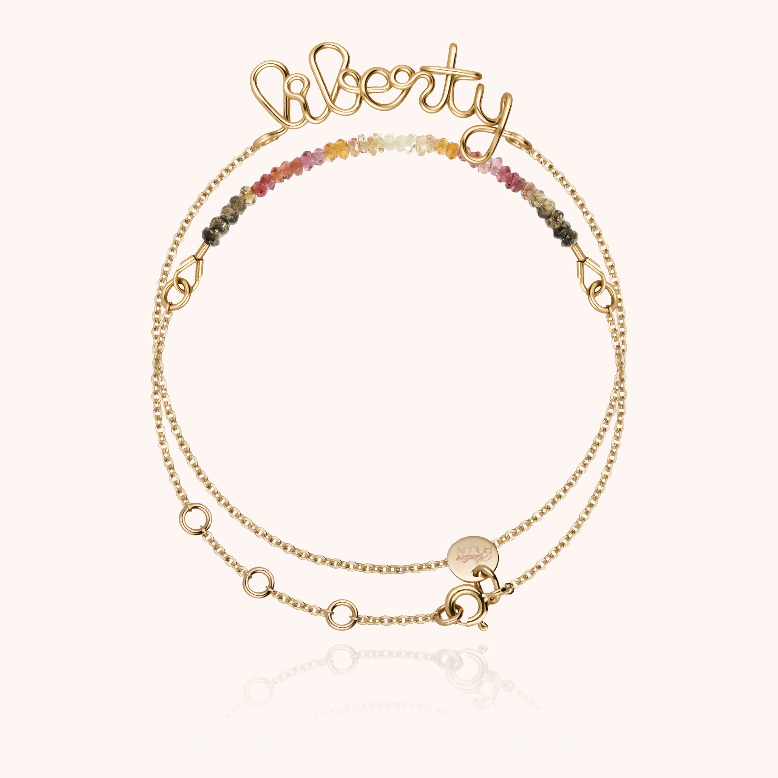 Bracelet Double Tour Personnalisé - saphir fauve — façonné à la main à Paris