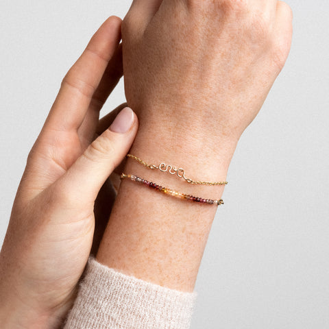 alternate image of Double Tour Personalized Bracelet - fauve sapphire