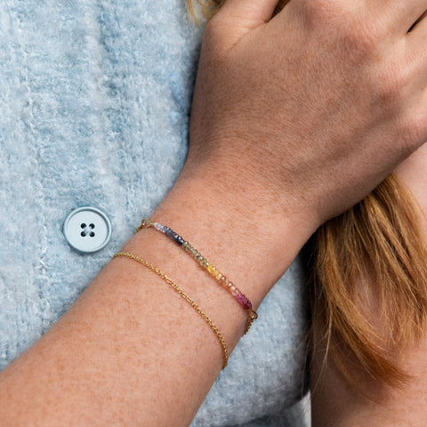 alternate image of Double Tour Chain Bracelet - rainbow sapphire