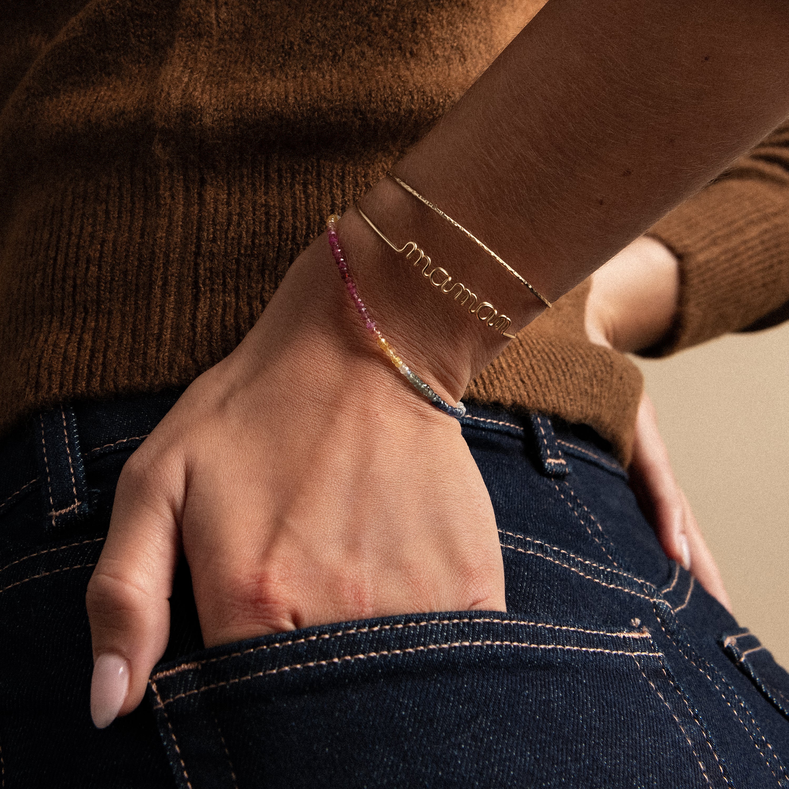 Bracelet Nude Martelé - or jaune laminé