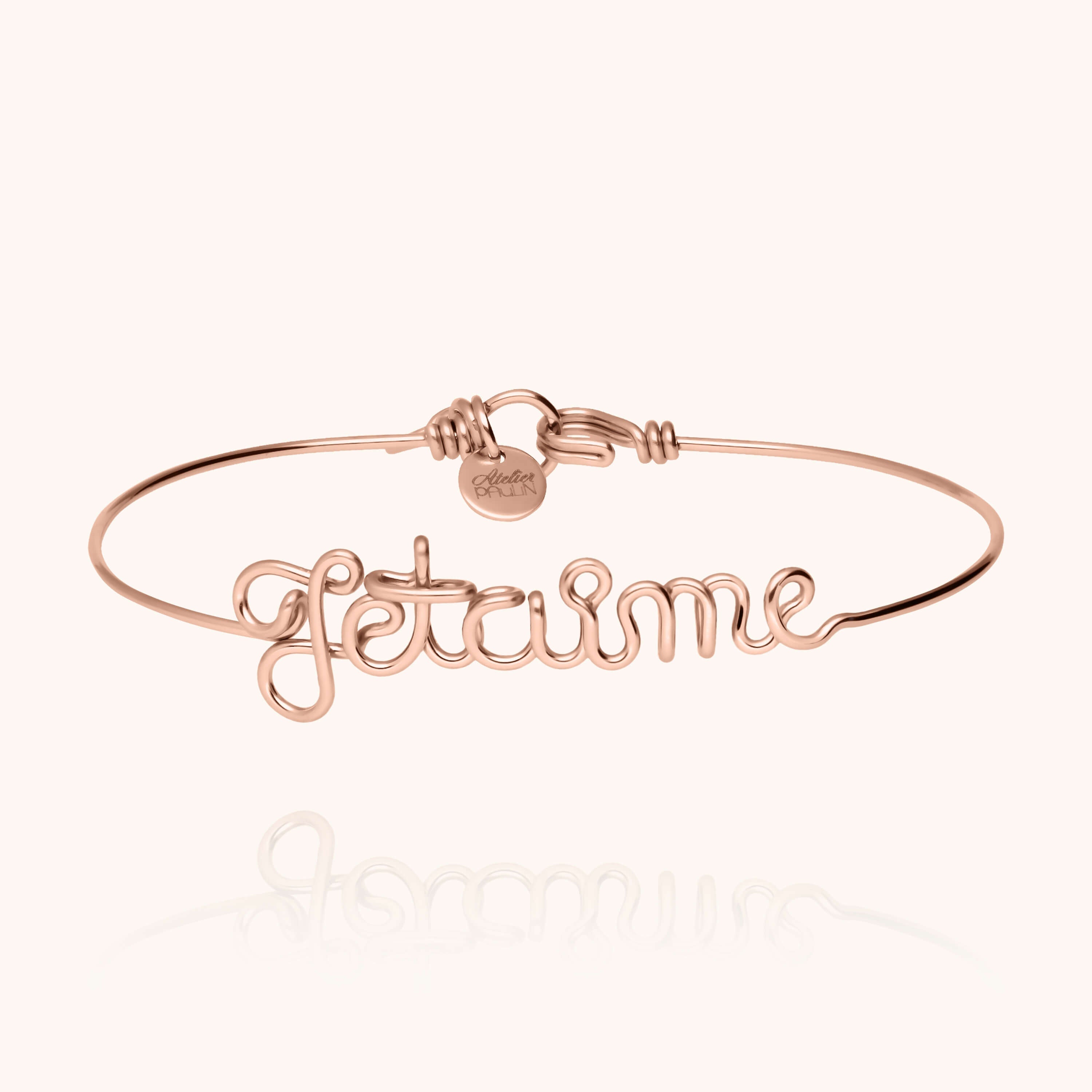 Bracelet Original Je t'aime en or rose laminé — bijou artisanal fait main