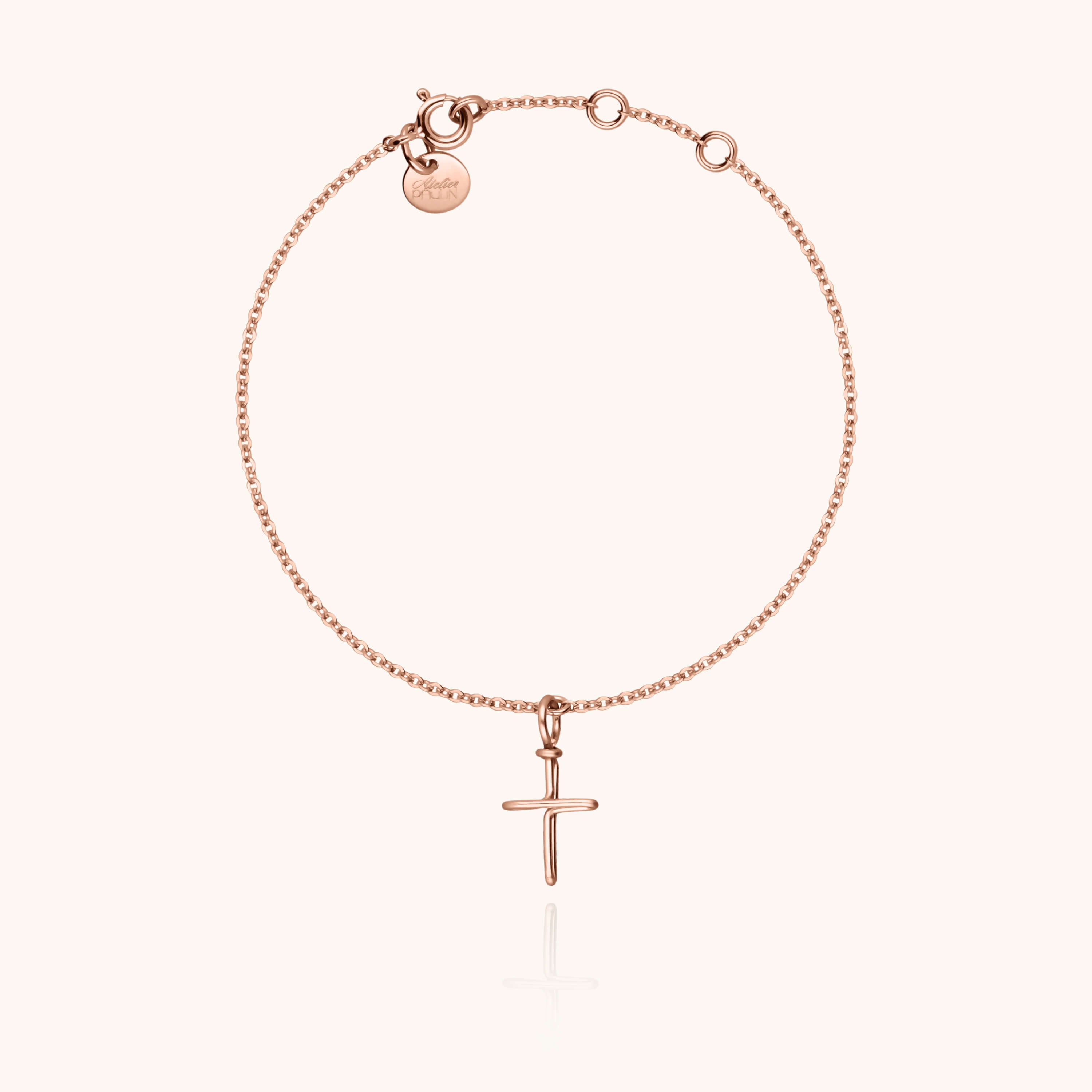 Bracelet Symbolic Charms Croix - or rose laminé