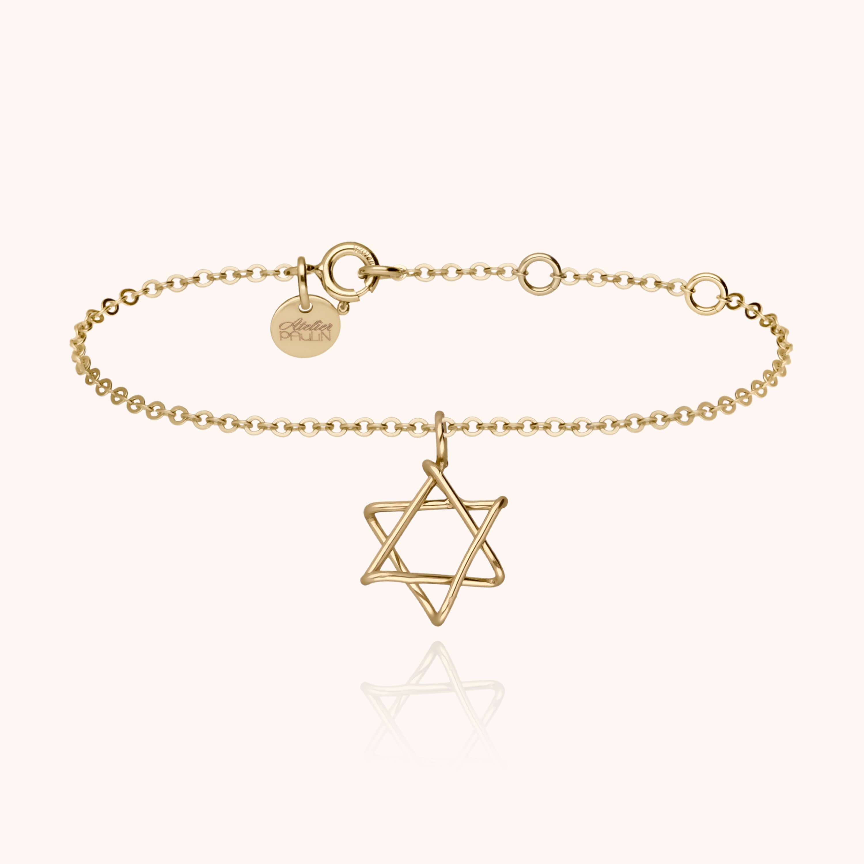 Bracelet Symbolic Charms Étoile de David en or jaune laminé — bijou artisanal fait main