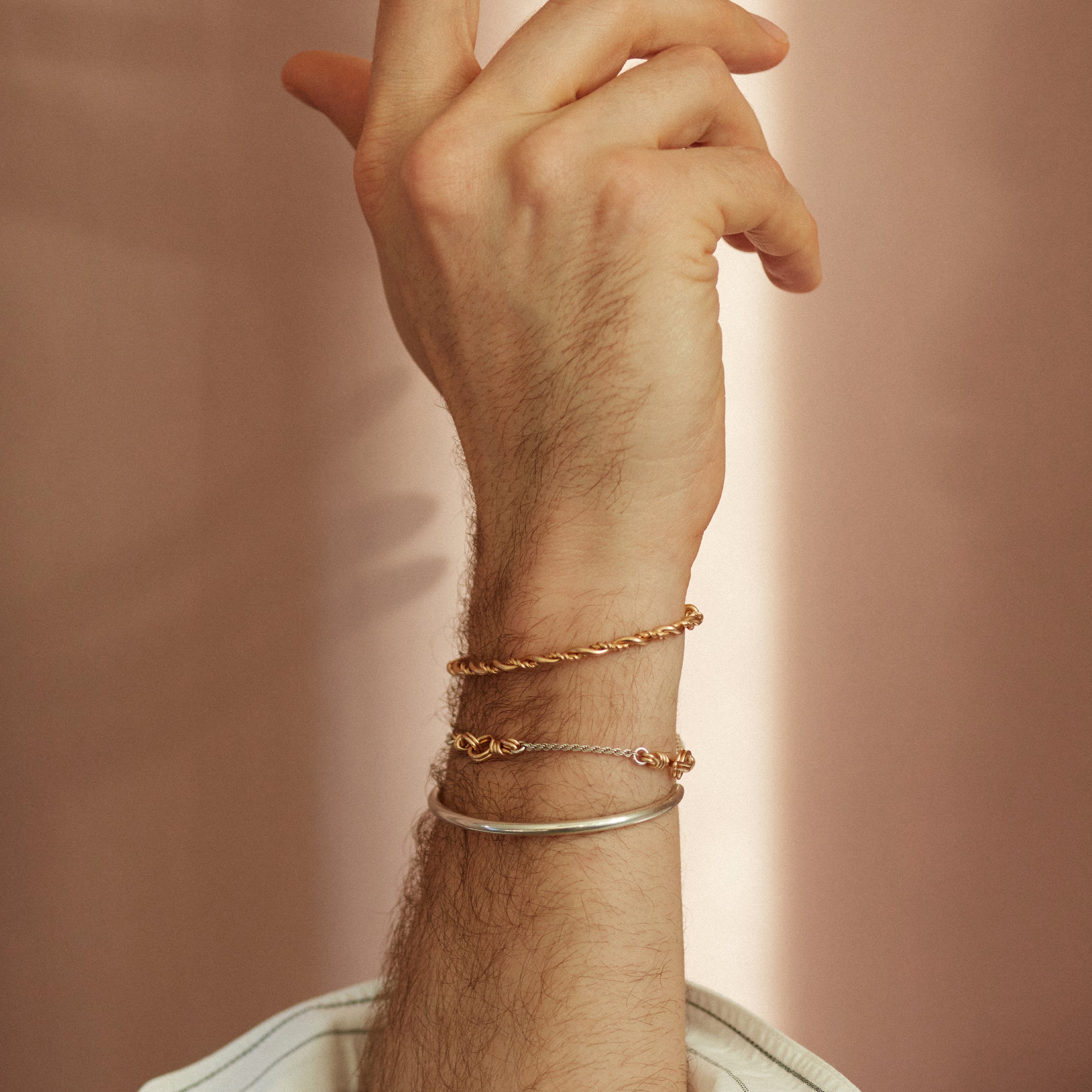 Bracelet Tercet Attache moi - or jaune laminé et argent