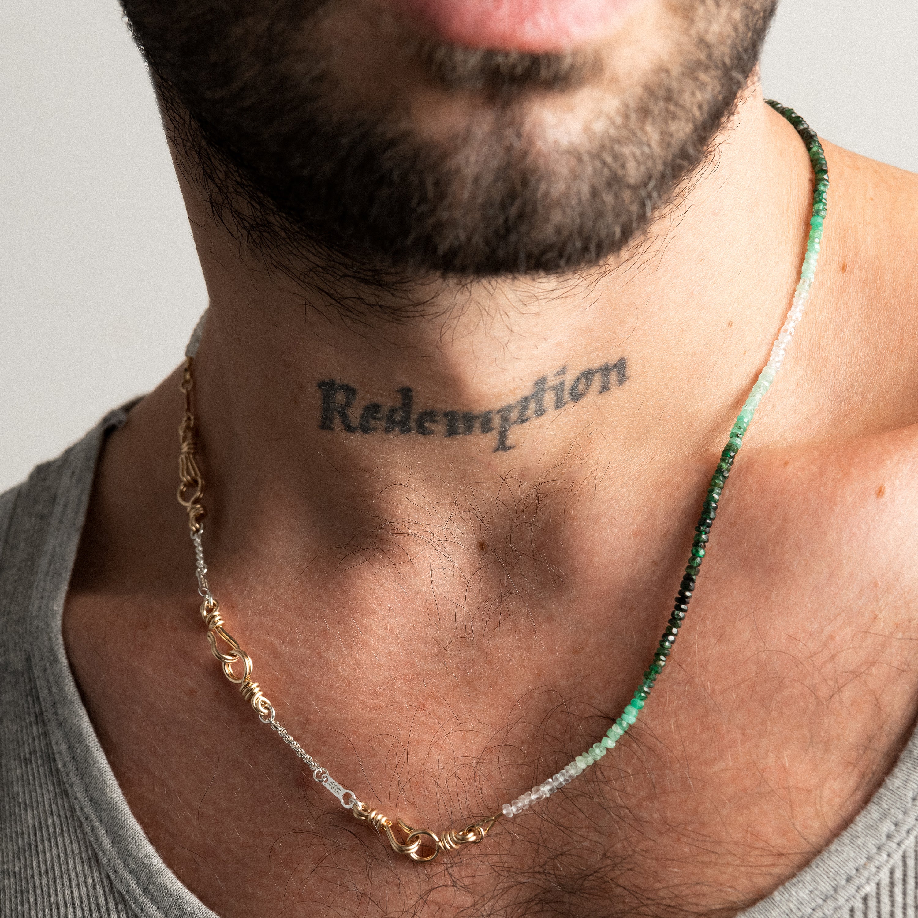 Collier Ras de Cou Rivière Attache moi - émeraude