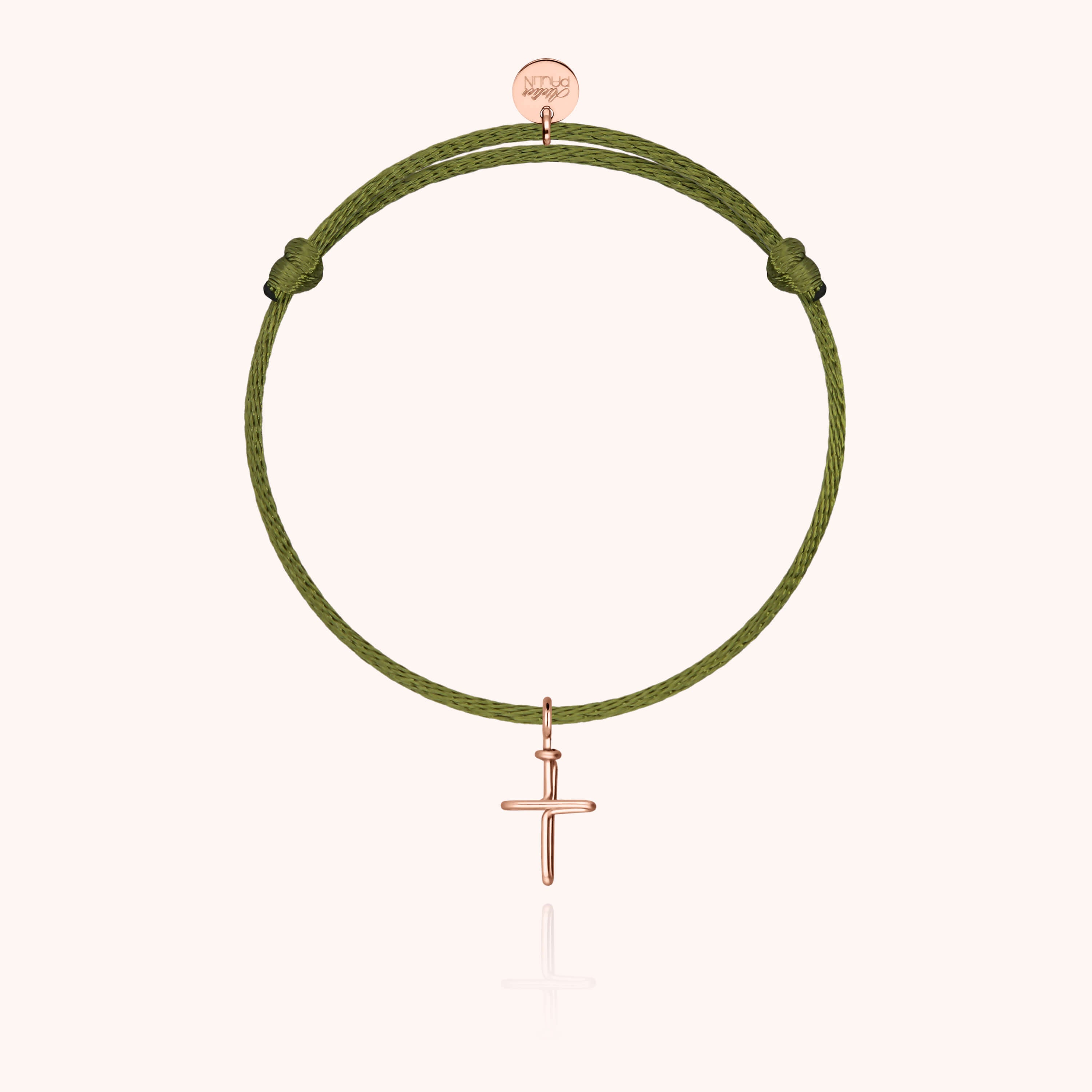 Bracelet Cordon Charms Symbolic Croix - or rose laminé