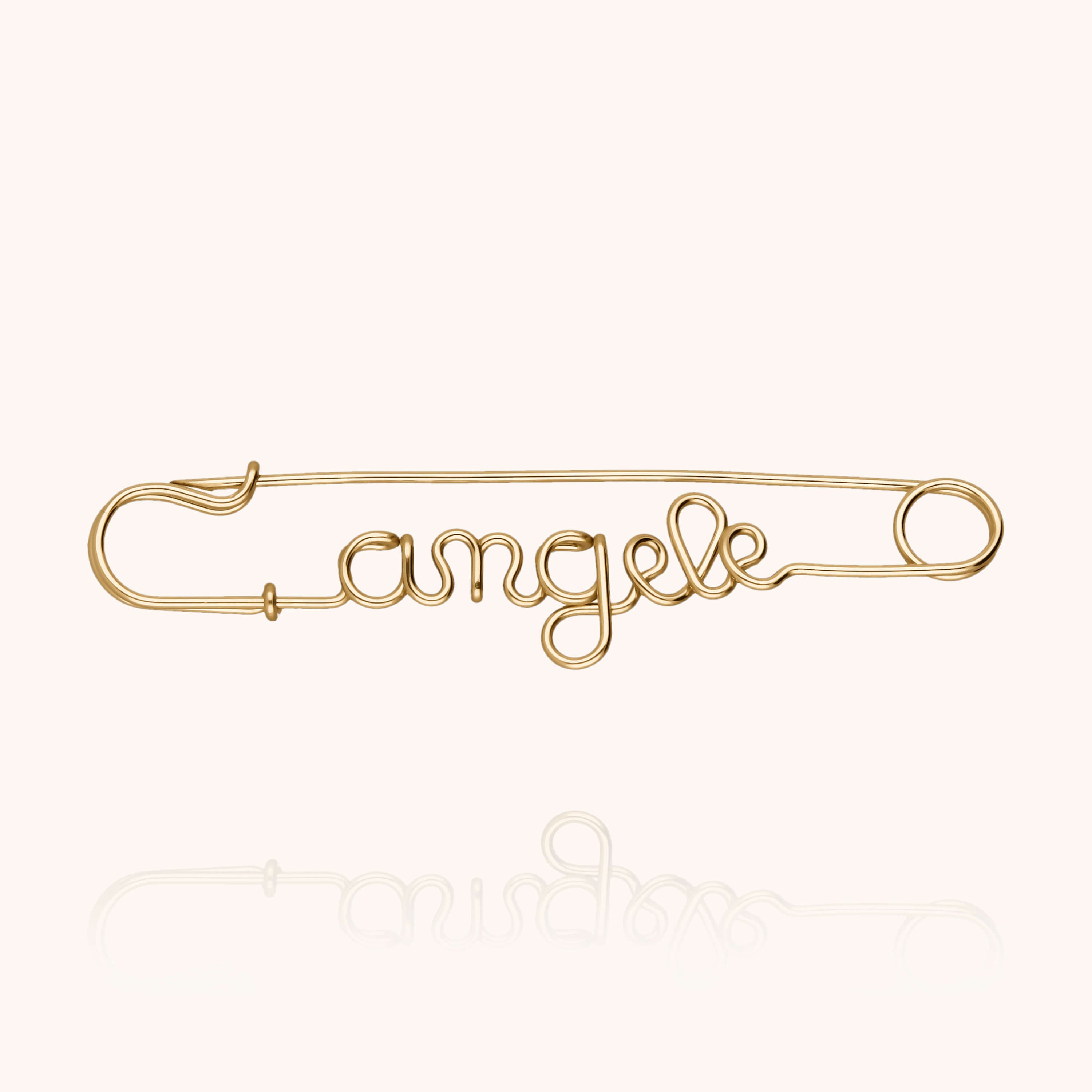 Broche Épingle à Nourrice Personnalisée en or jaune laminé — fabriqué à la main à Paris