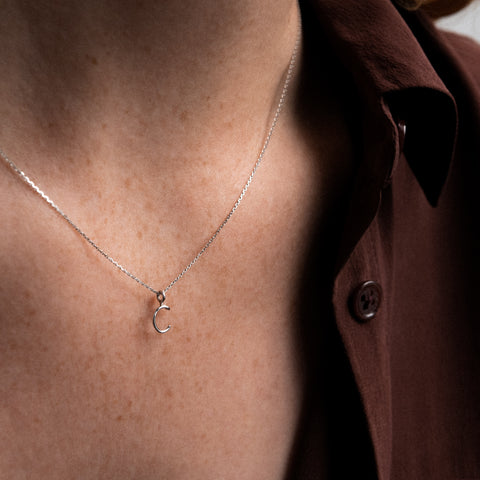 alternate image of Capital Initial Necklace - 18k white gold