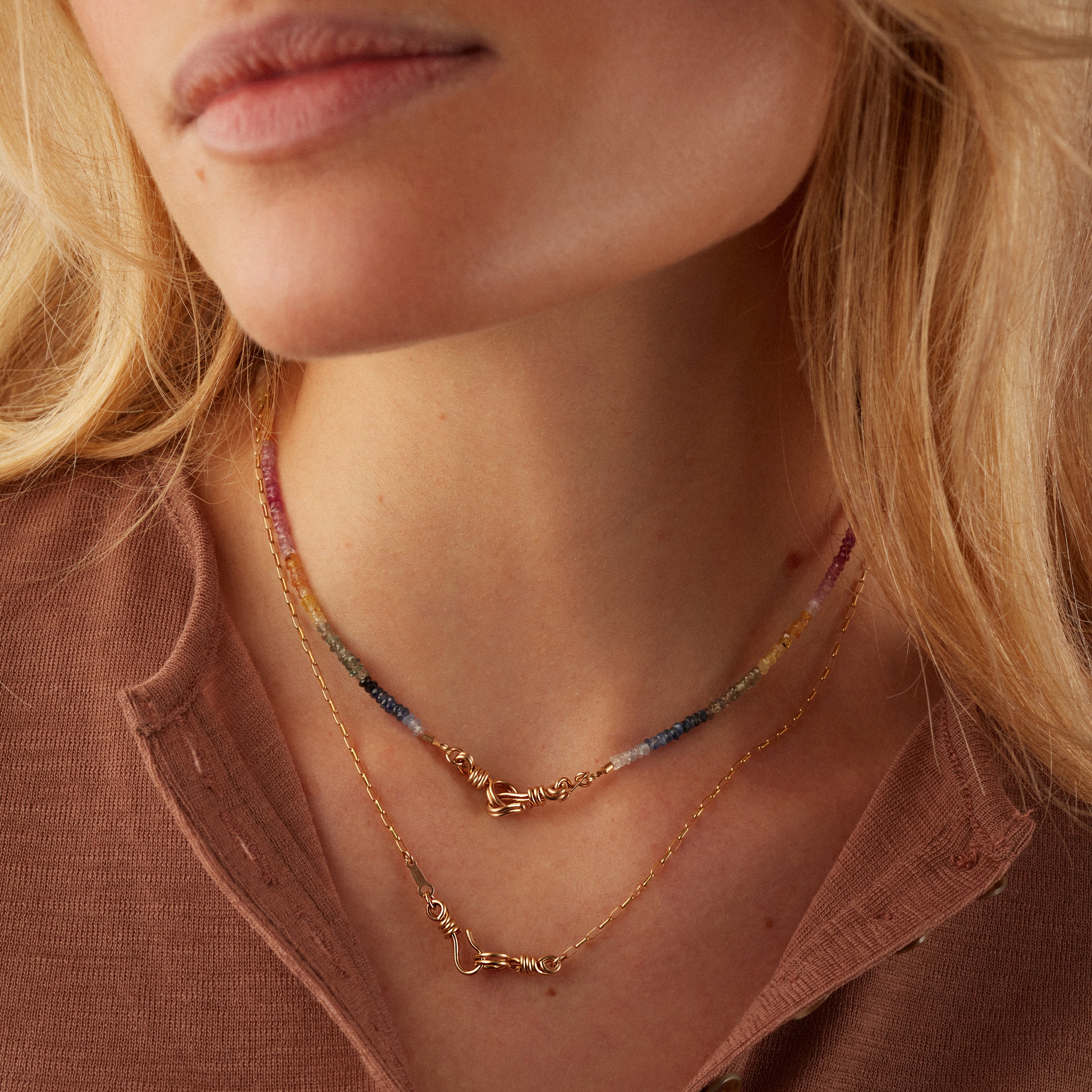 Attache moi Rectangle Chain Necklace - 14k yellow gold filled