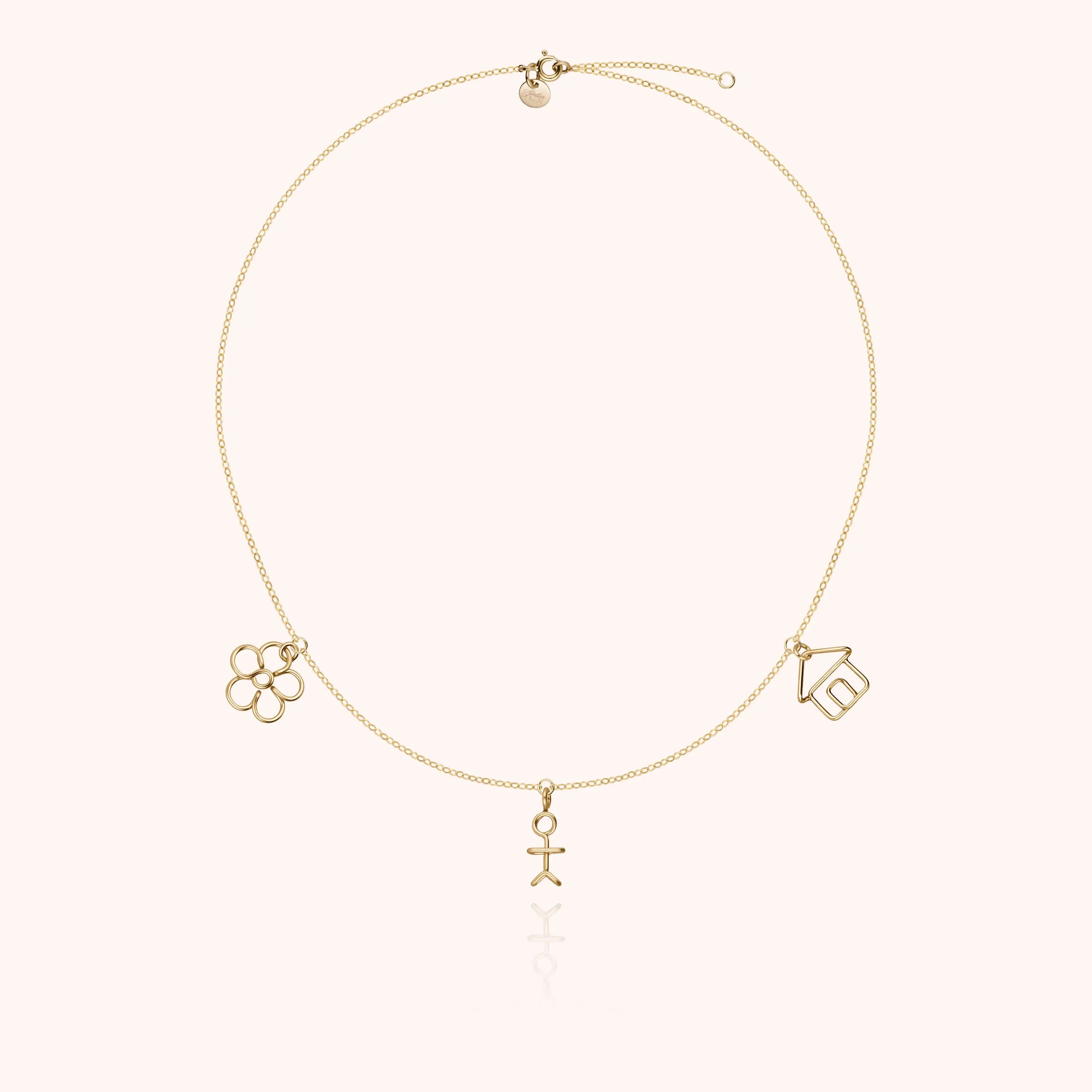 Collier Charms Dream Big — détail du fil métallique