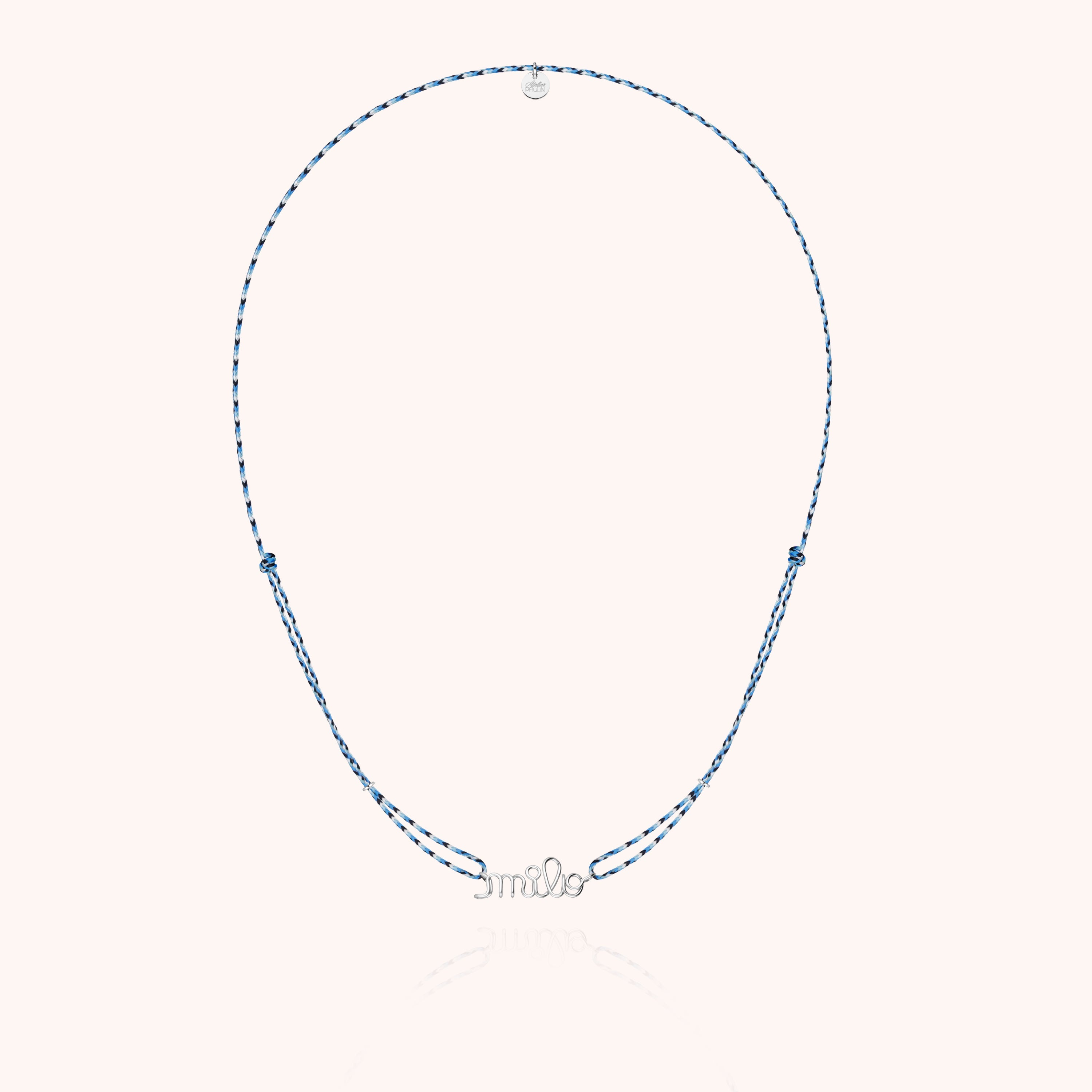 Collier Cordon Slim Knot Personnalisé en or blanc 18K — bijou artisanal fait main