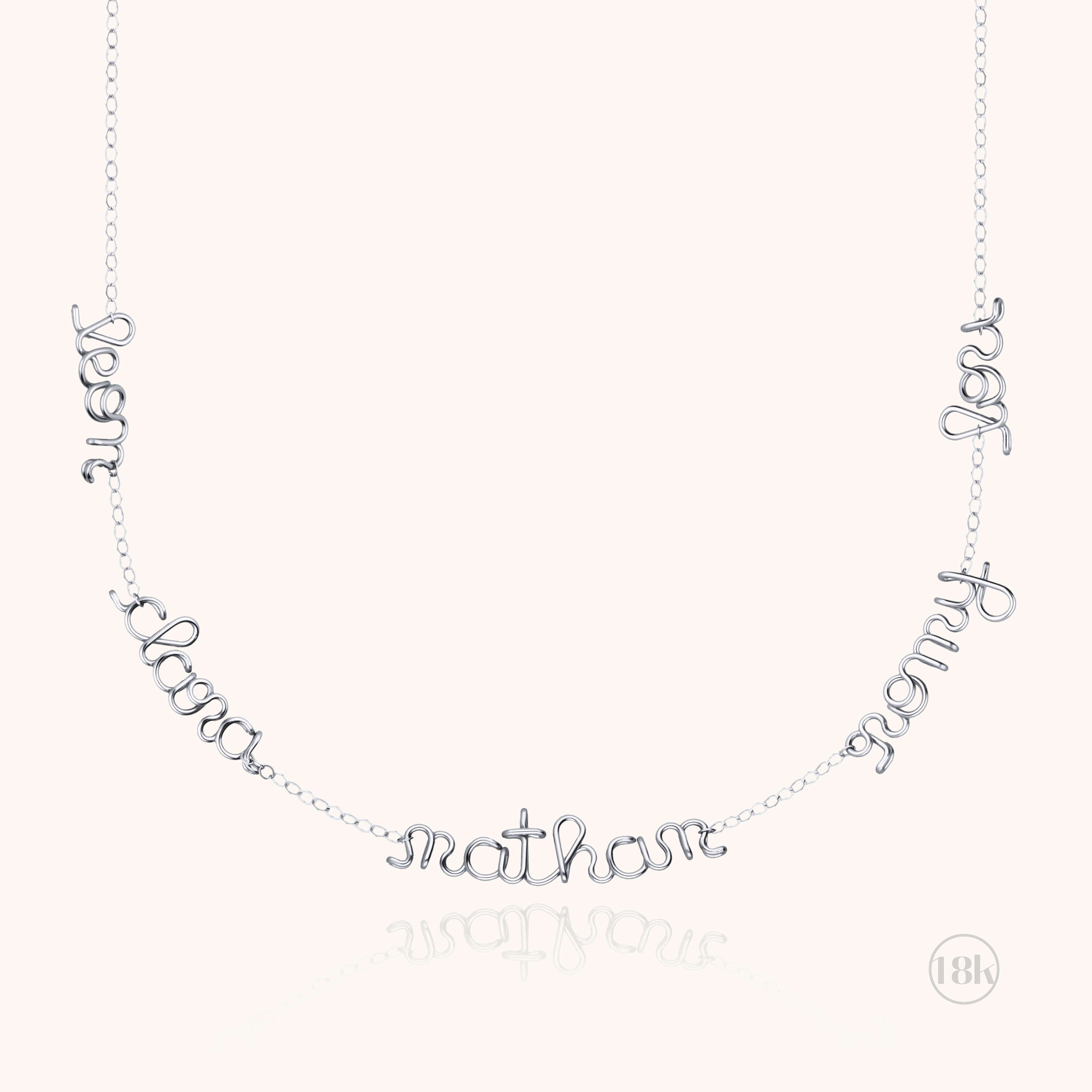 Collier Mantra Original Personnalisé en or blanc 18K — fabriqué à la main à Paris