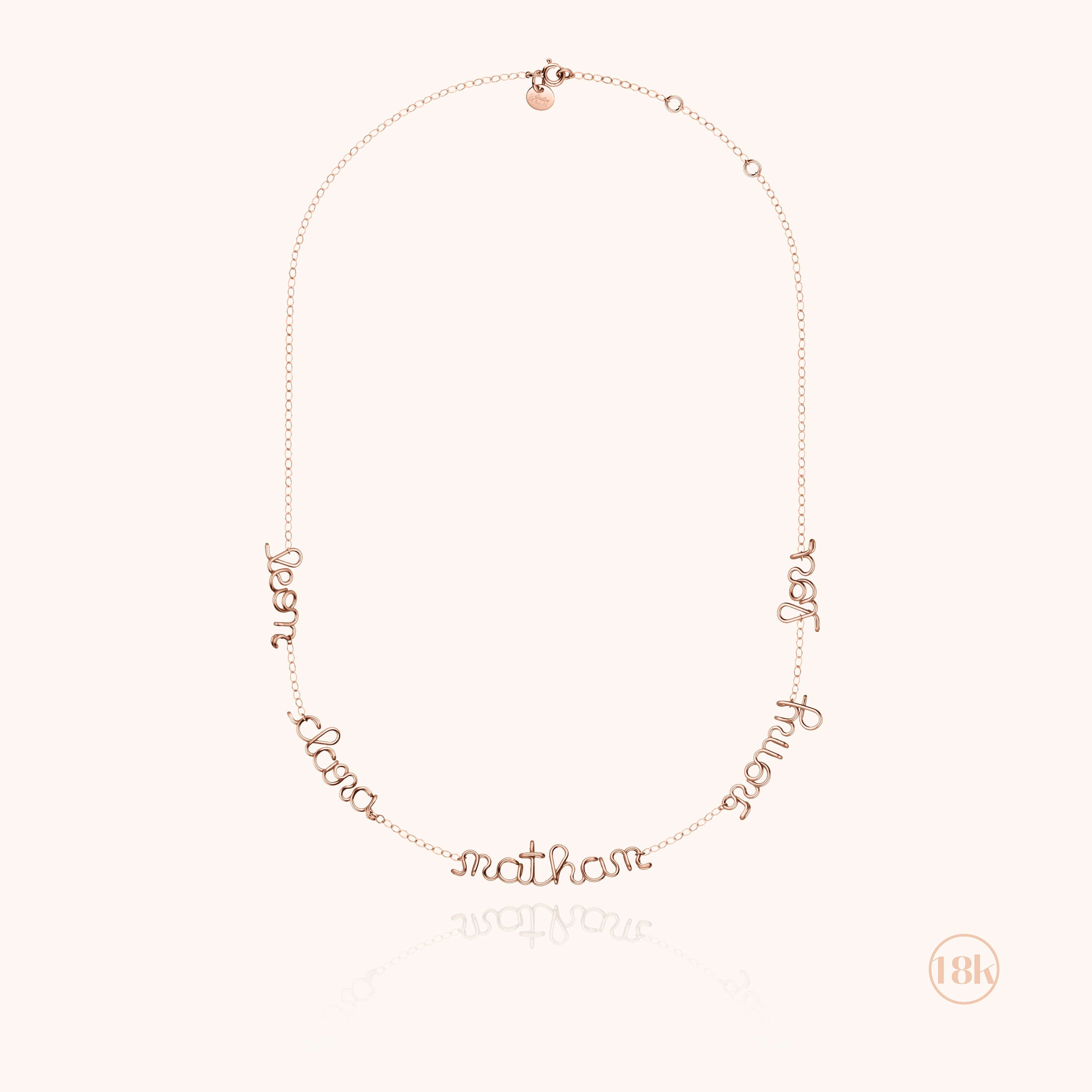 Collier Mantra Original Personnalisé — détail du fil métallique, or rose 18K