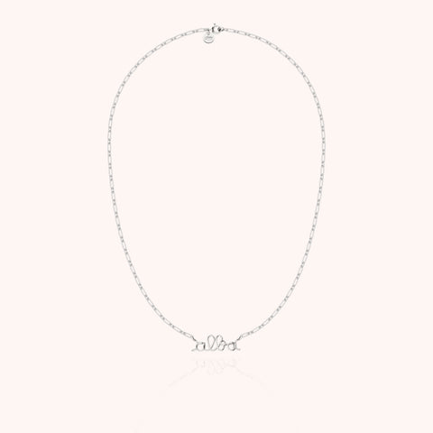 alternate image of Richelieu Personalized Rectangle Chain Necklace - silver