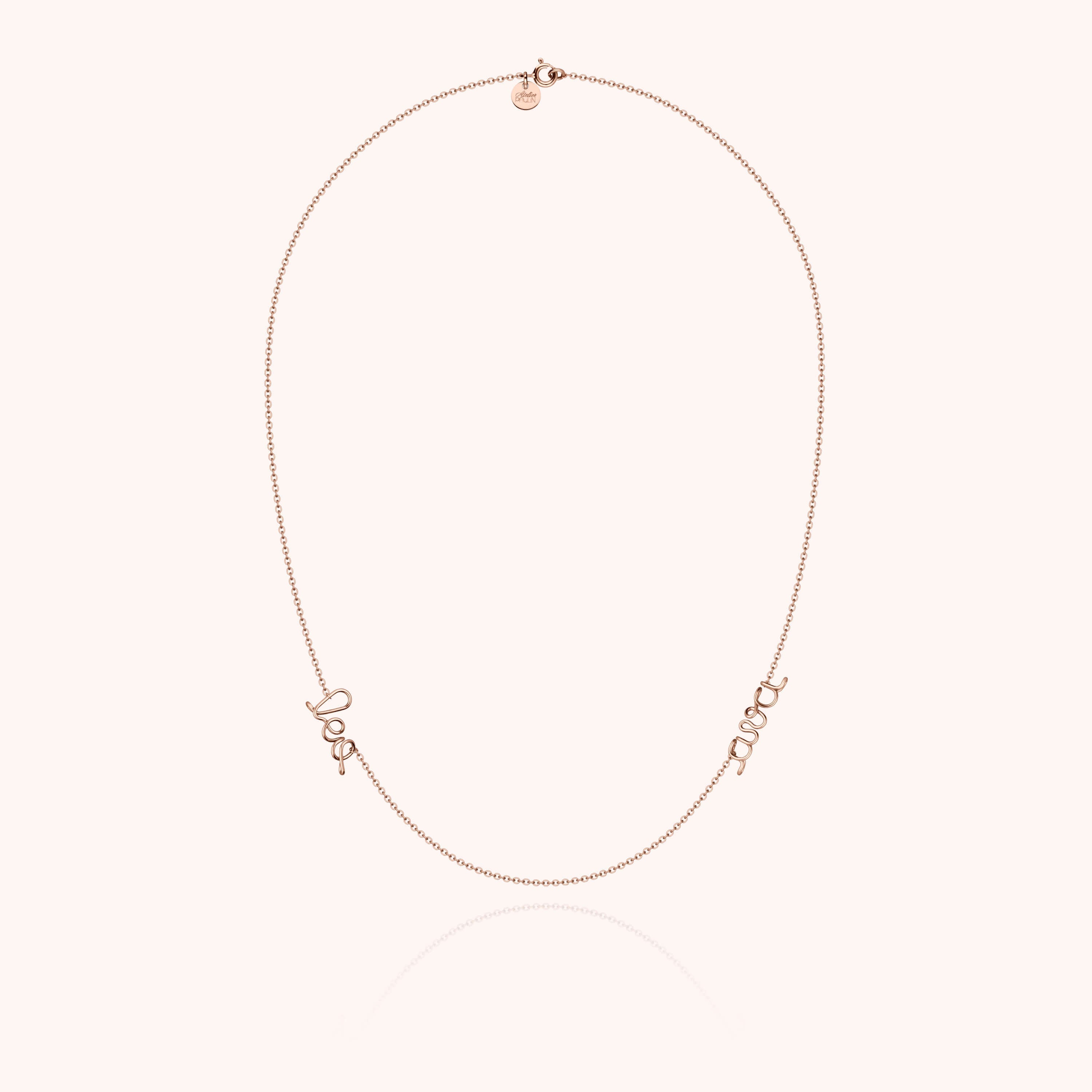 Collier Richelieu Duo Personnalisé porté au cou — or rose 18K livraison soigneuse garantie