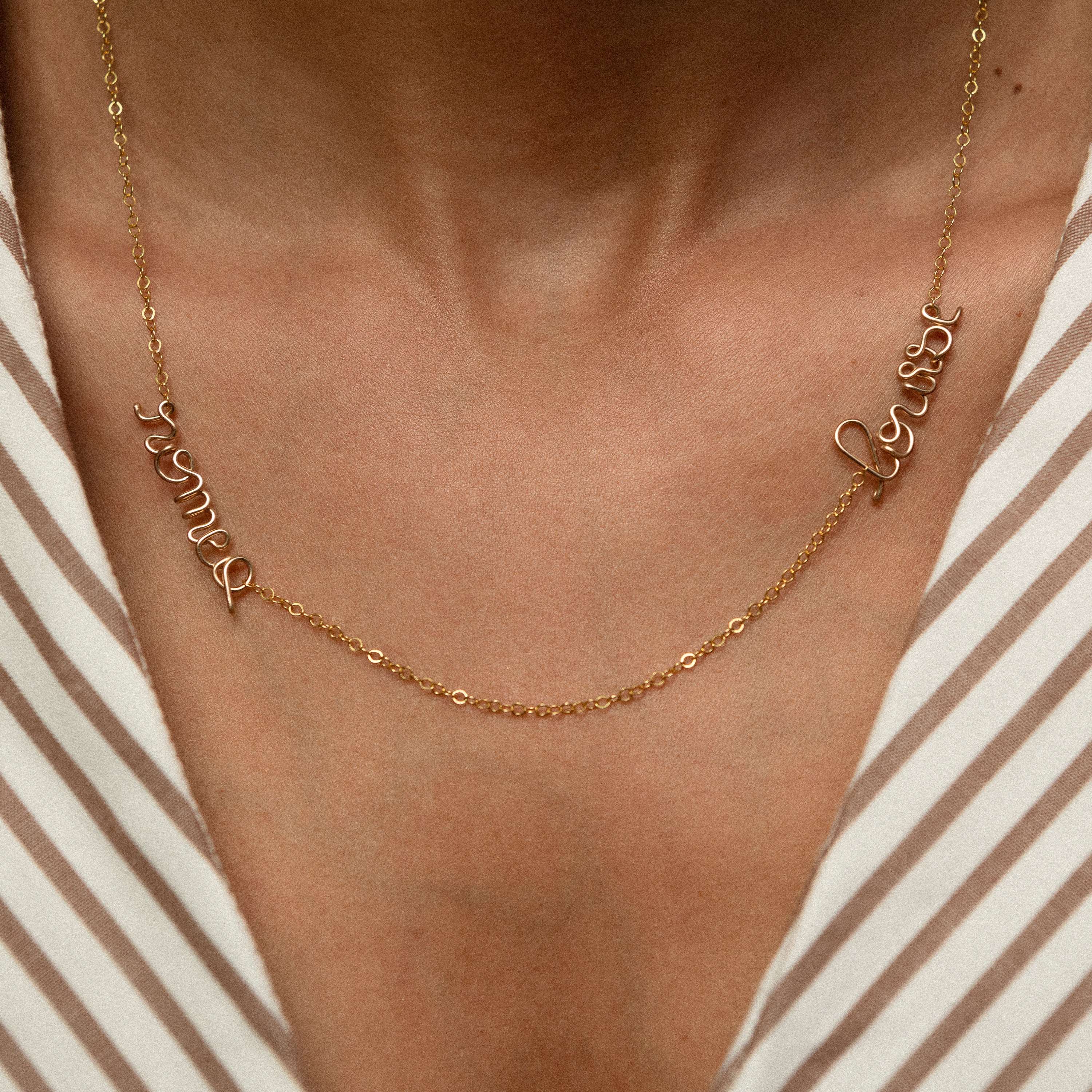 Collier Richelieu Duo Personnalisé - or jaune laminé