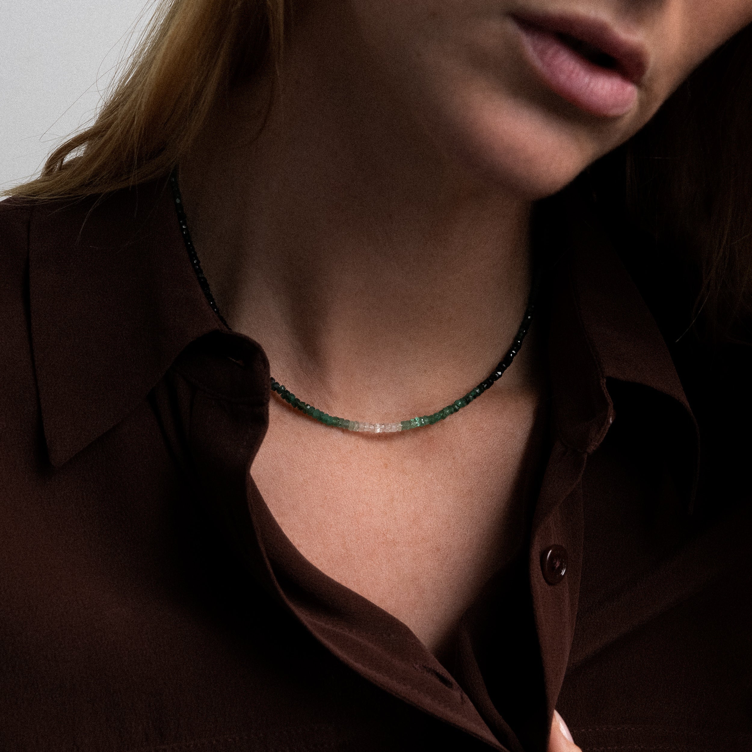 Collier Ras de Cou Rivière - émeraude — cadeau idéal personnalisable