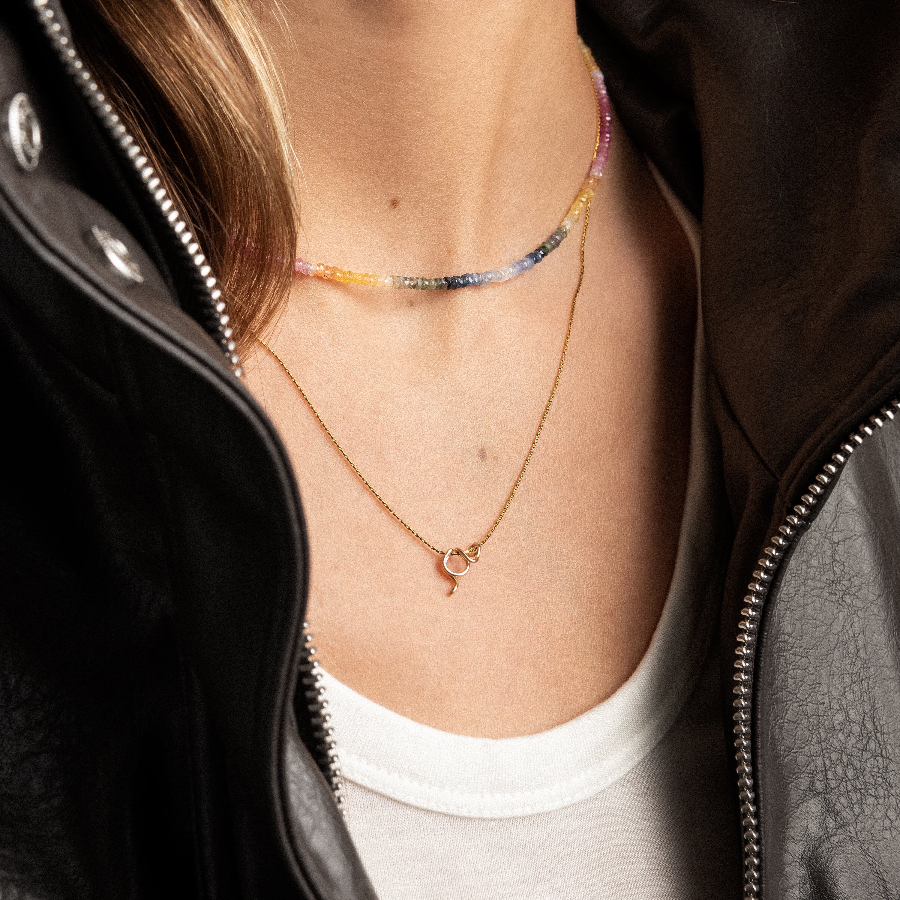 Collier Ras de Cou Rivière Attache moi - saphir rainbow