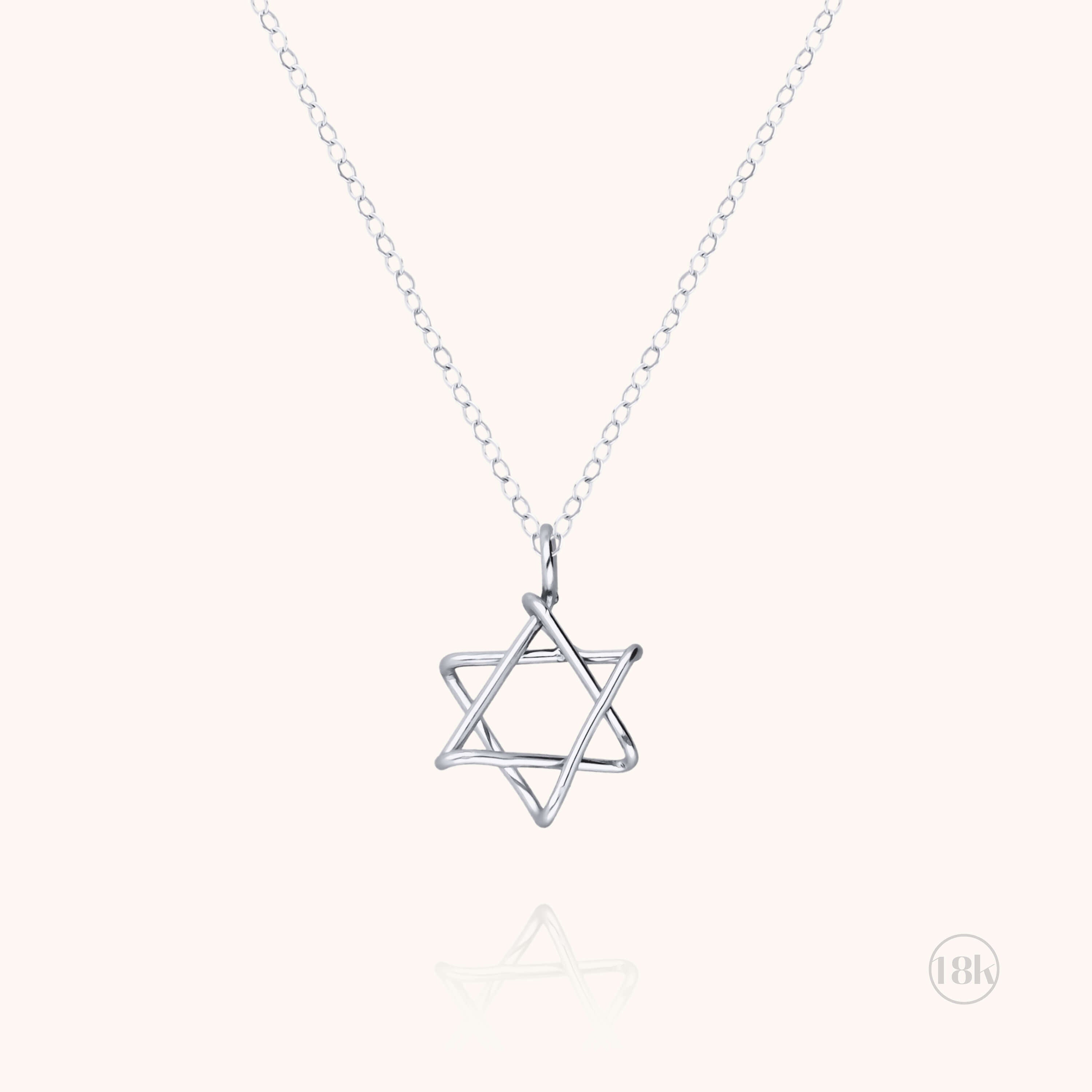 Star of David Symbolic Charms Necklace - white gold 750/1000