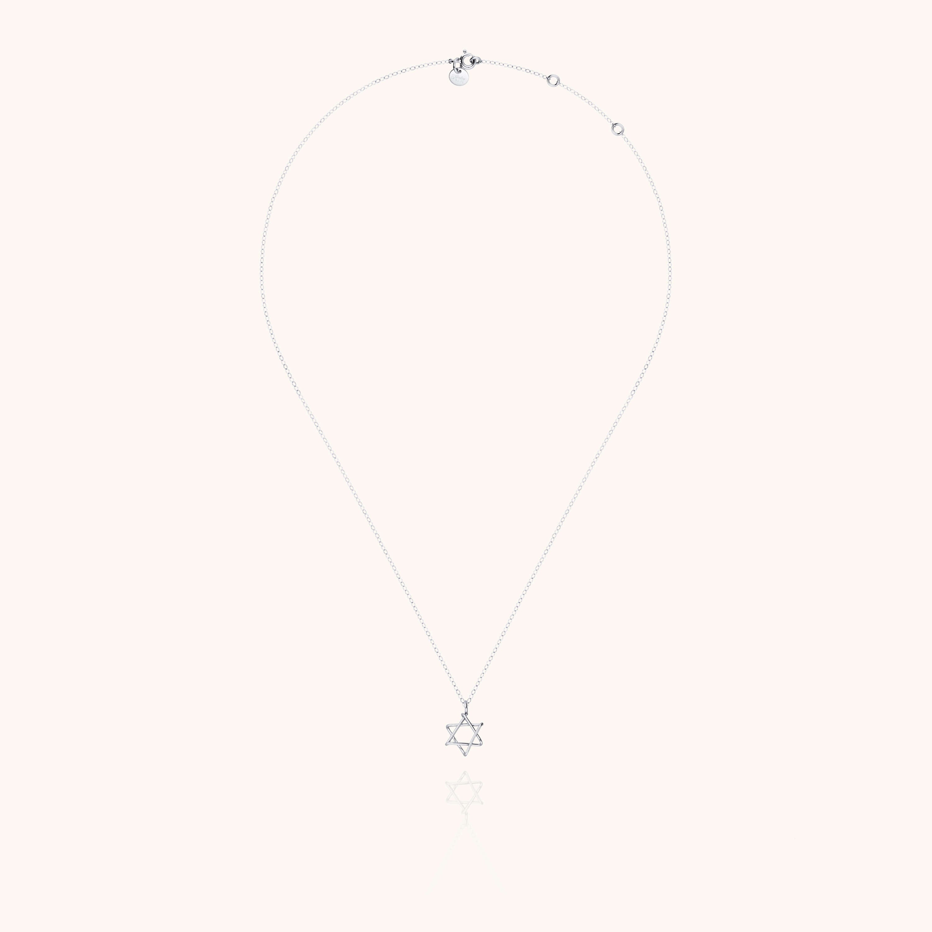 Collier Charms Symbolic Étoile de David - or blanc 750/1000