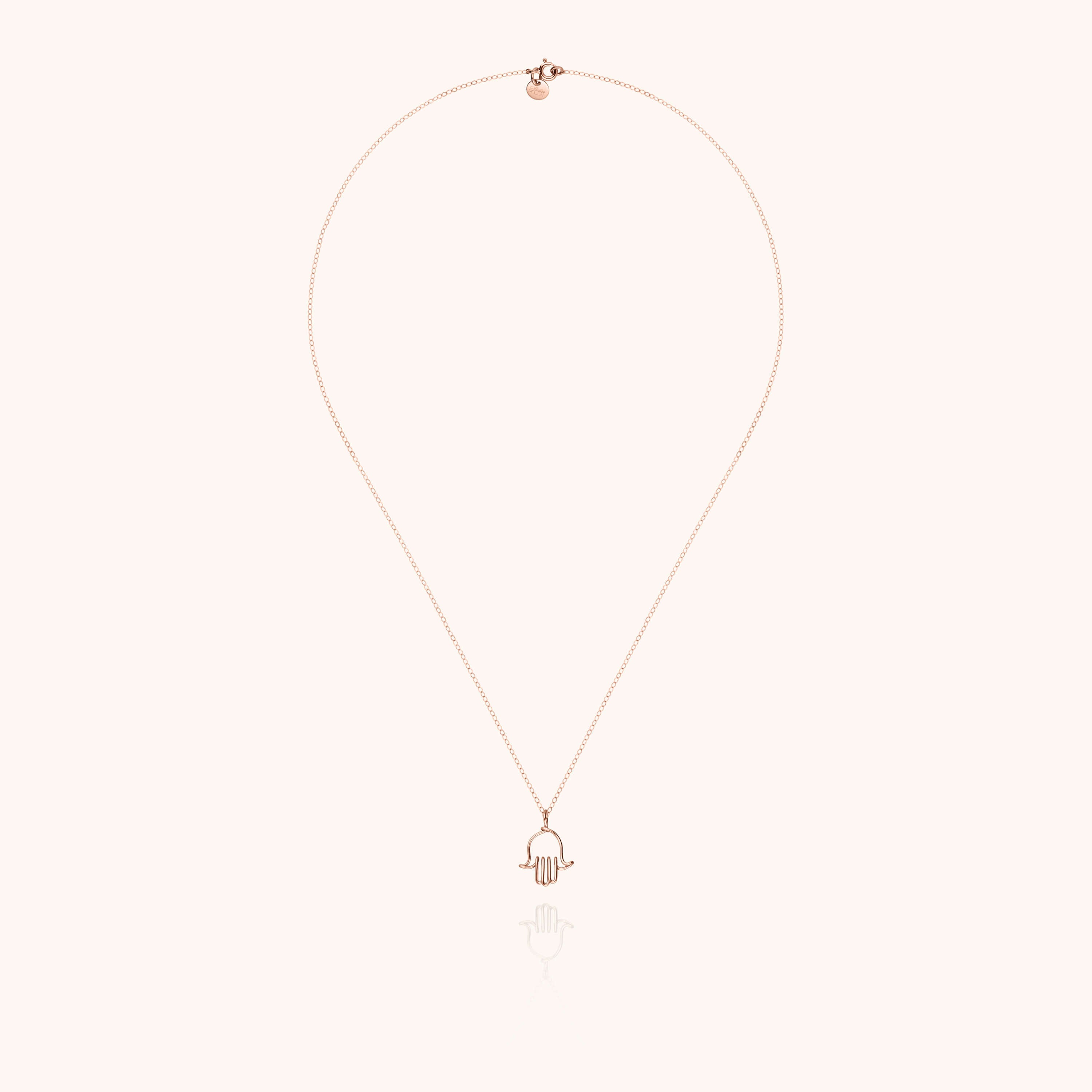 Collier Charms Symbolic Main de Fatma - or rose laminé
