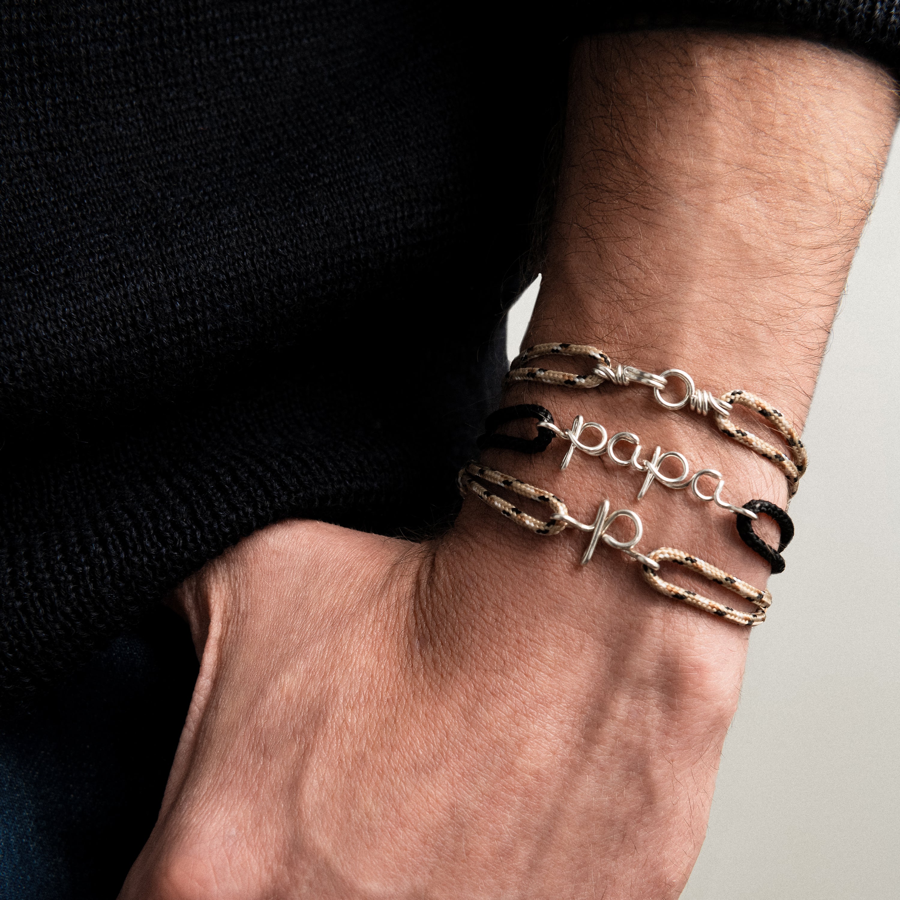 Papa Waxed Cord Bracelet - silver